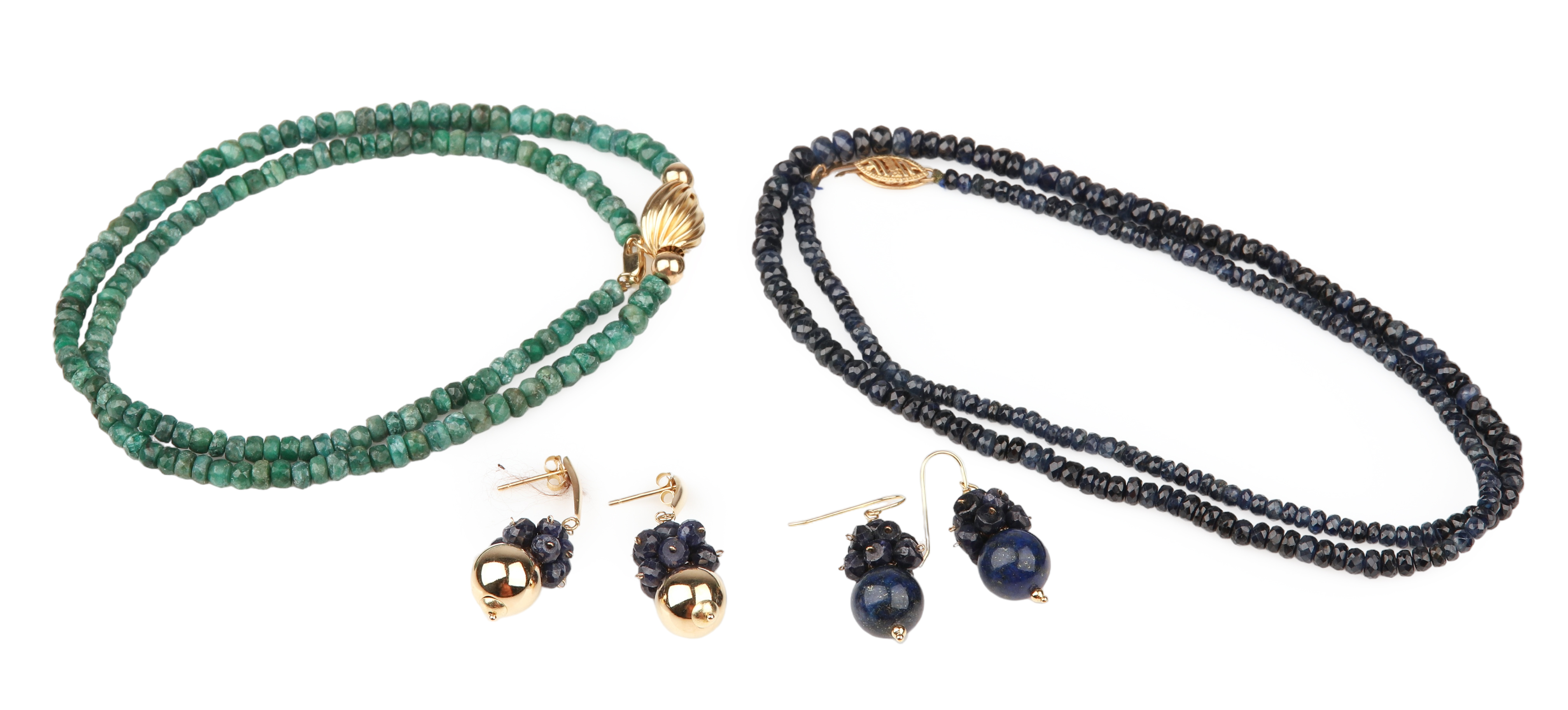 (4) 14K Sapphire and Emerald Necklaces