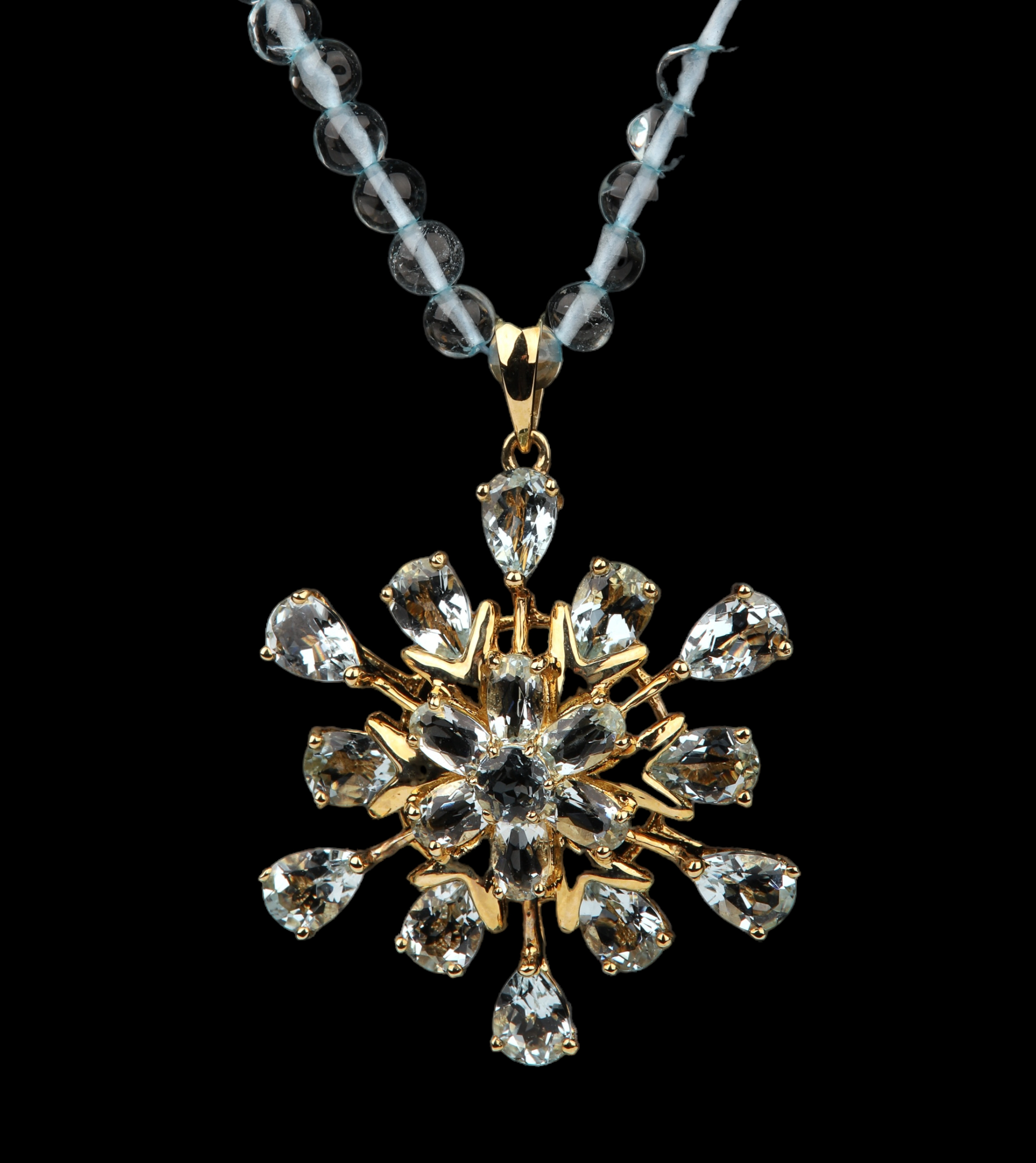 14K Aquamarine pendant necklace,