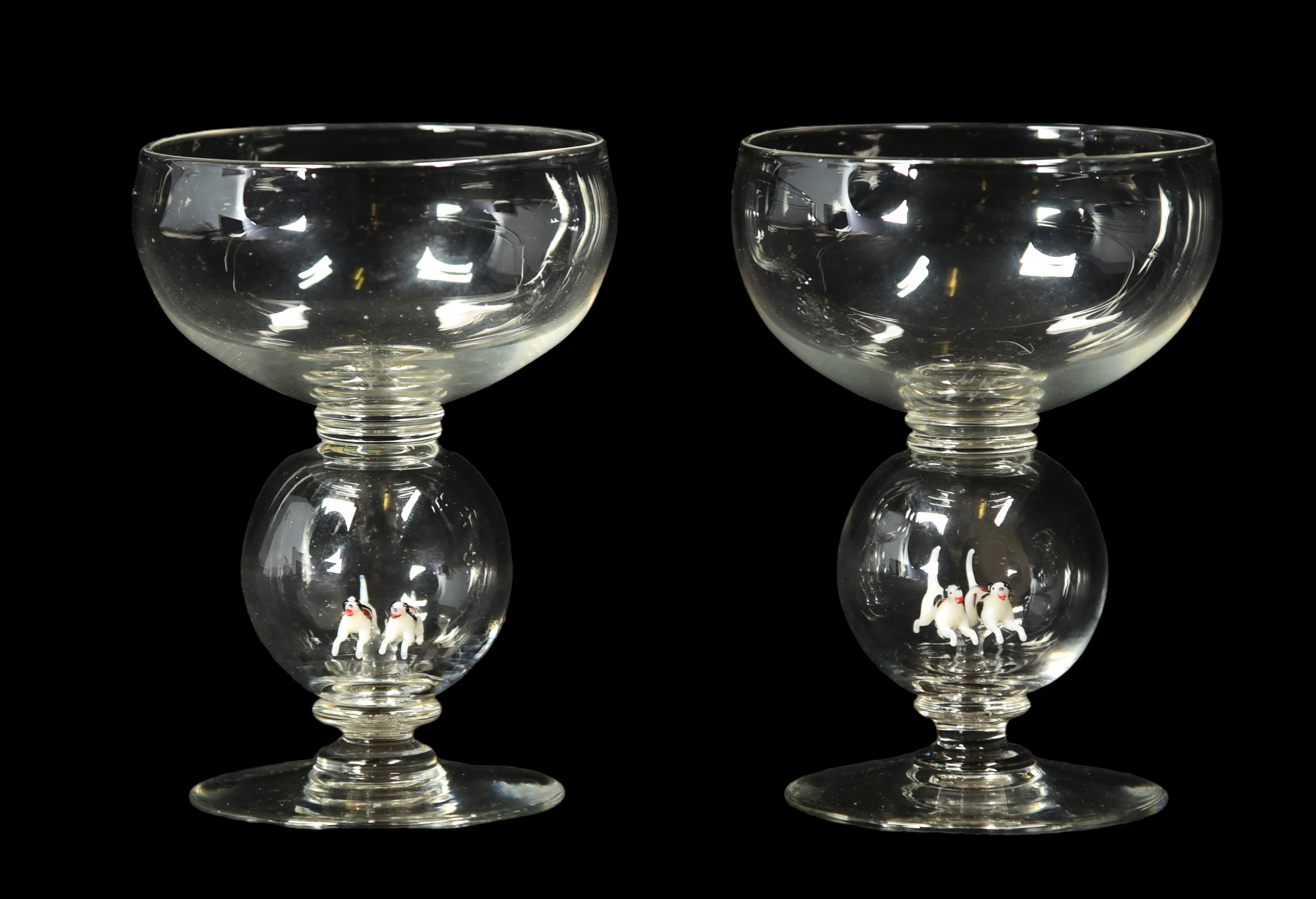 Pair of Bimini style cocktail glasses,