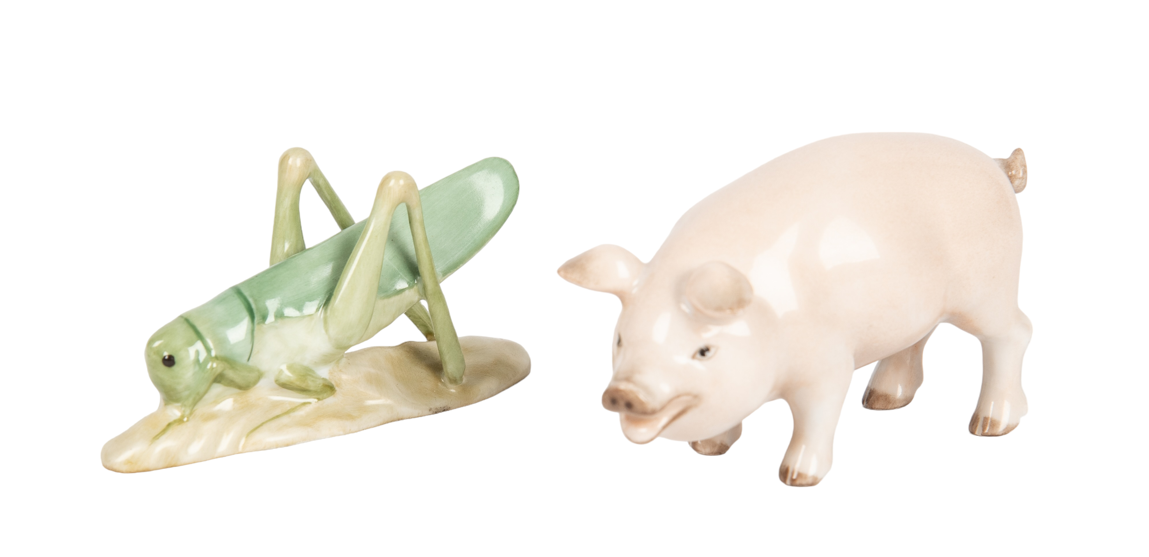 (2) Herend porcelain natural animal