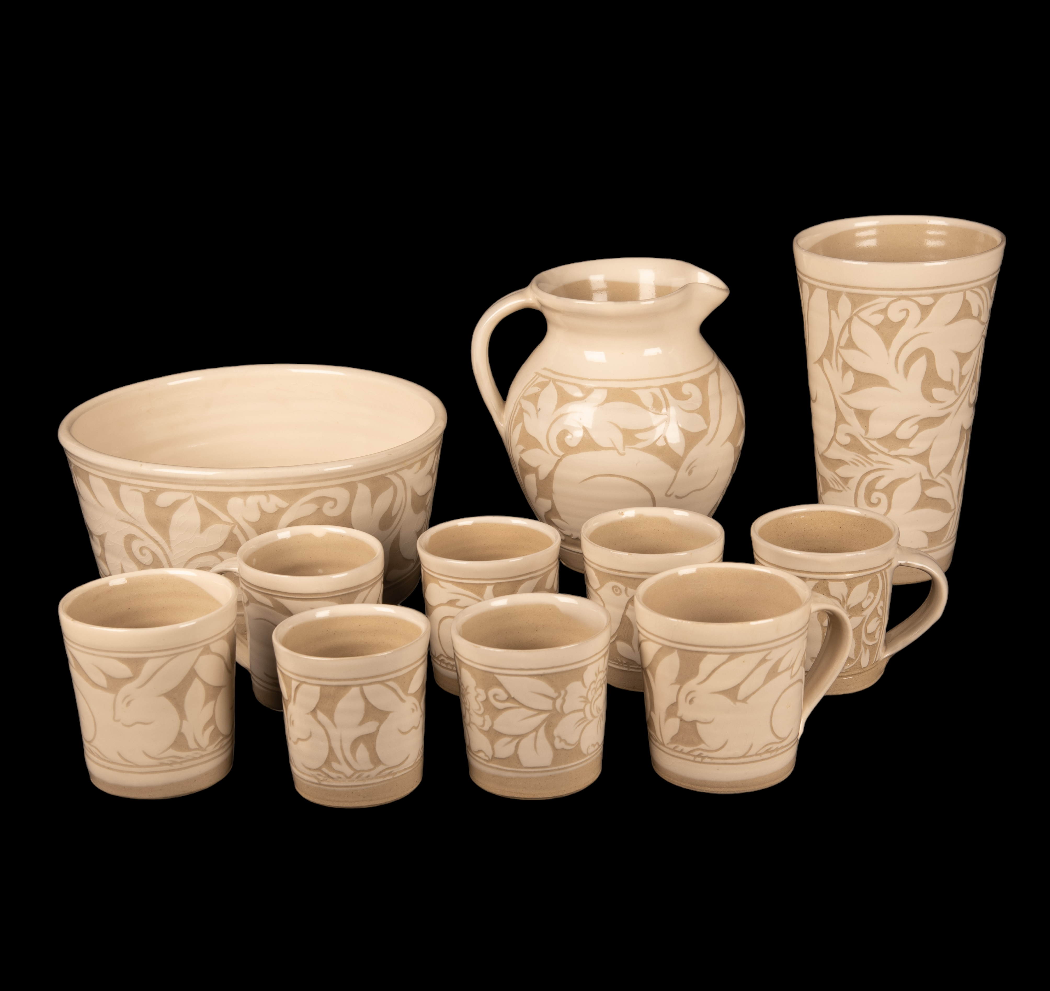 (11) Pcs Shackleton Thomas cream carved