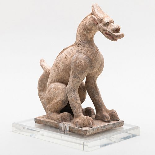 CHINESE GREY POTTERY MYTHICAL BEASTTogether