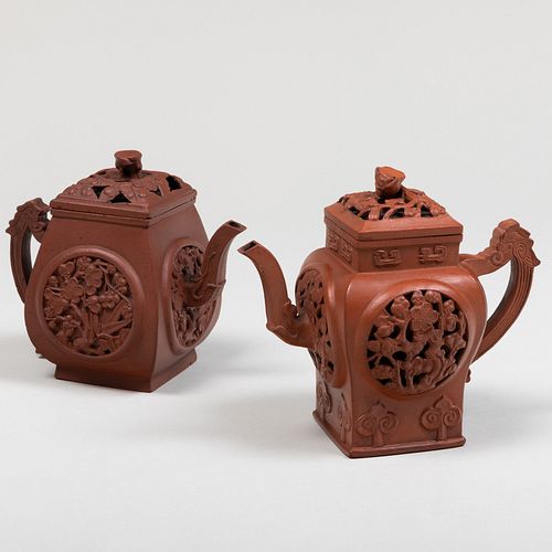 TWO CHINESE YIXING TEAPOTS WITH 3b19f1