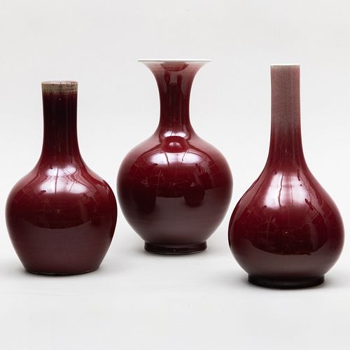 GROUP OF THREE CHINESE COPPER RED