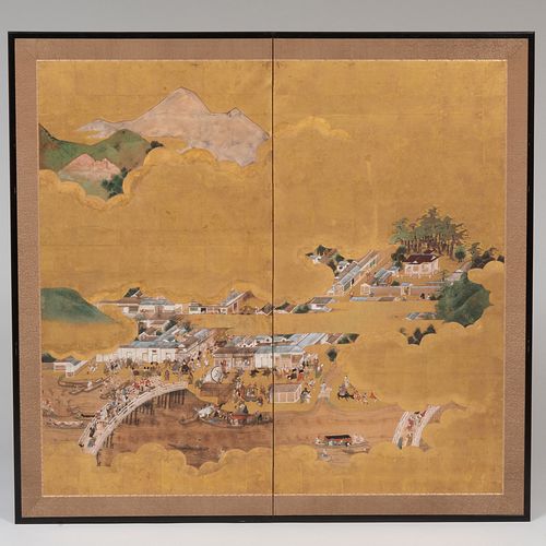TWO PANEL JAPANESE SCREEN WITH