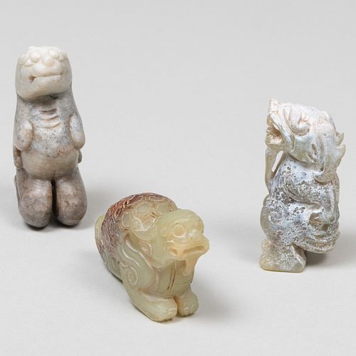 THREE CHINESE JADE CARVINGS OF 3b1a1b