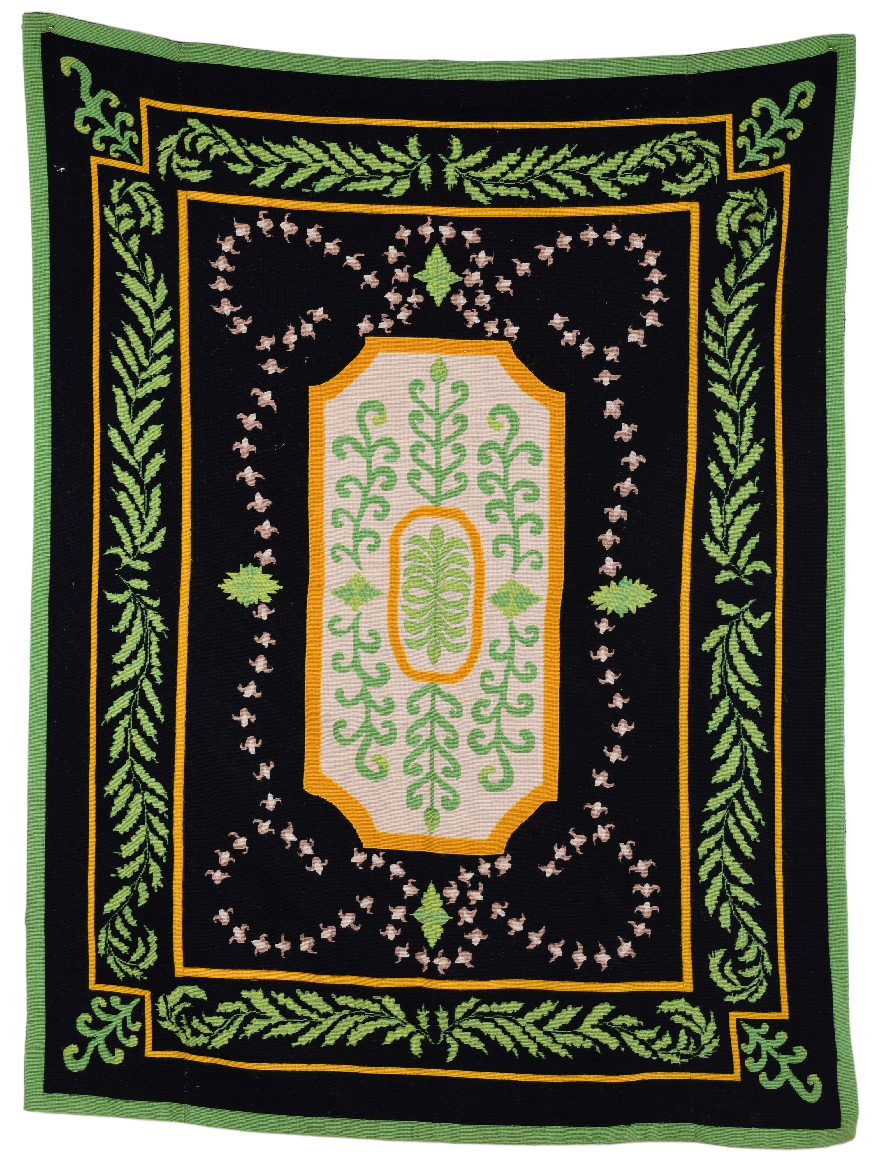 French style needlepoint rug, black