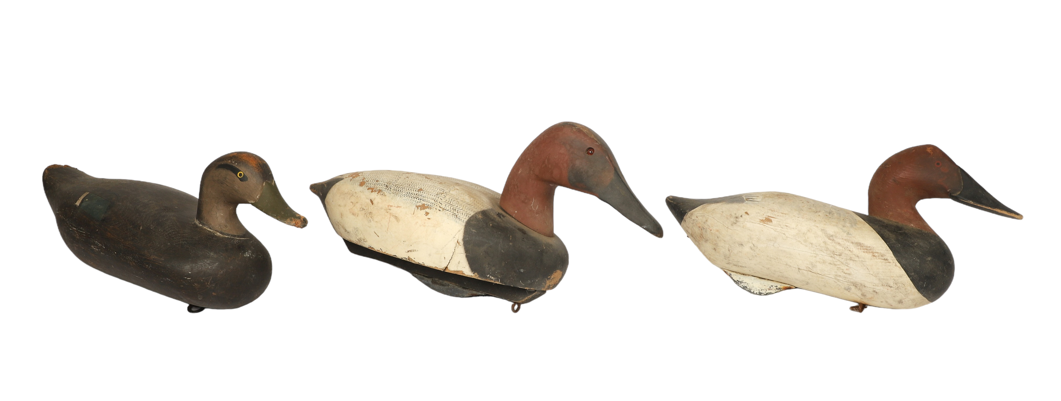  3 Carved wood duck decoys c o 3b1abd