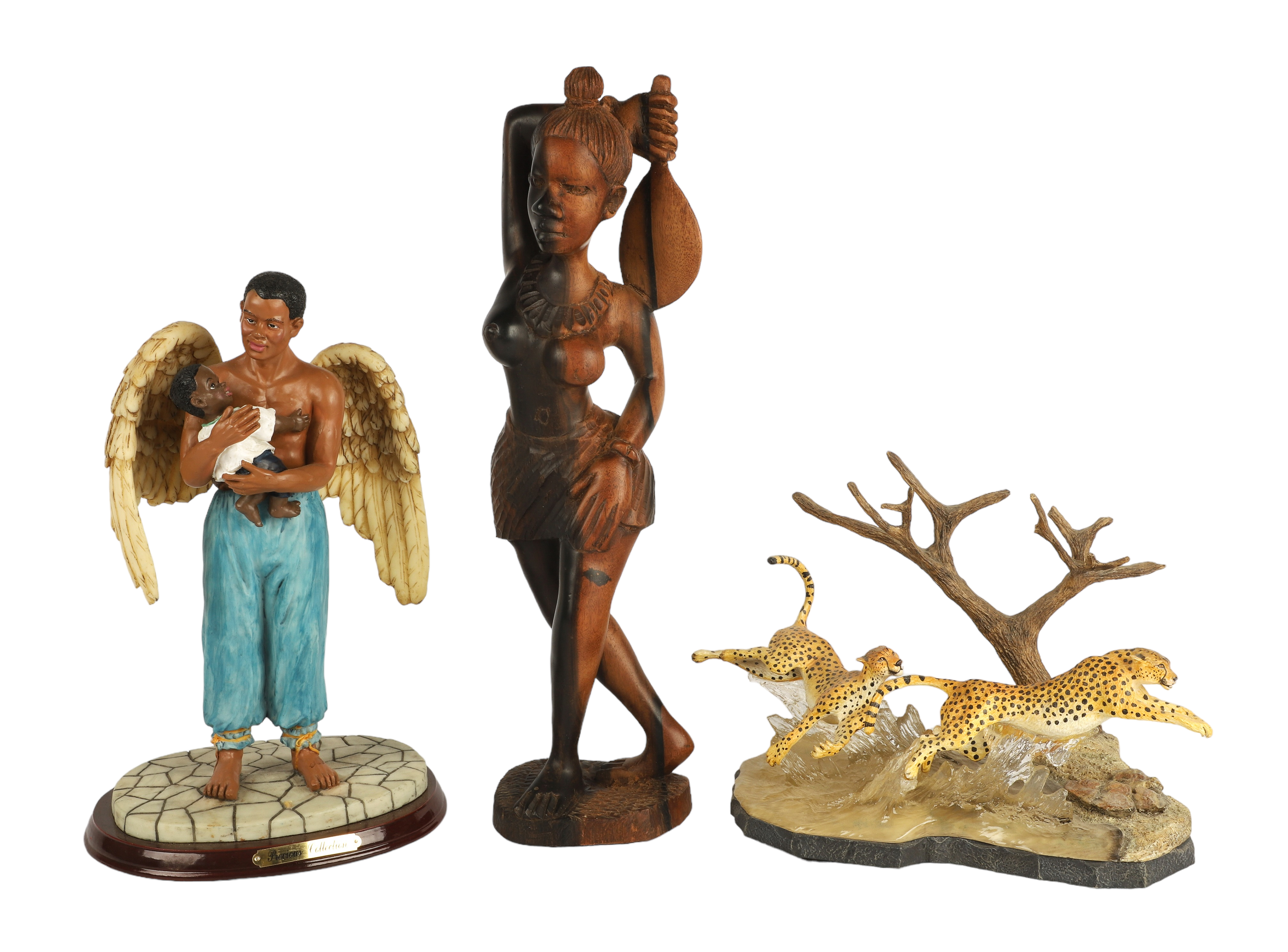 (3) African theme figurines, c/o