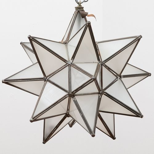 TWO MORAVIAN GLASS STAR PENDANT LAMPS14