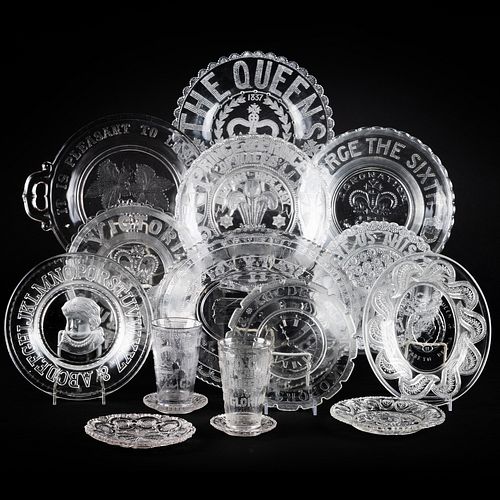 GROUP OF BRITISH THEMED PRESSED GLASSWAREComprising:

Four