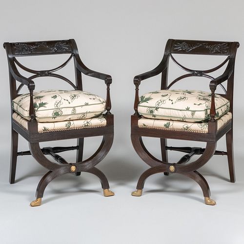 PAIR OF REGENCY STYLE STAINED WOOD