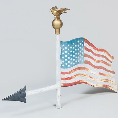 PAINTED CAST-IRON AMERICAN FLAG