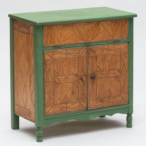 UNUSUAL RUSTIC GREEN PAINTED AND 3b1b10