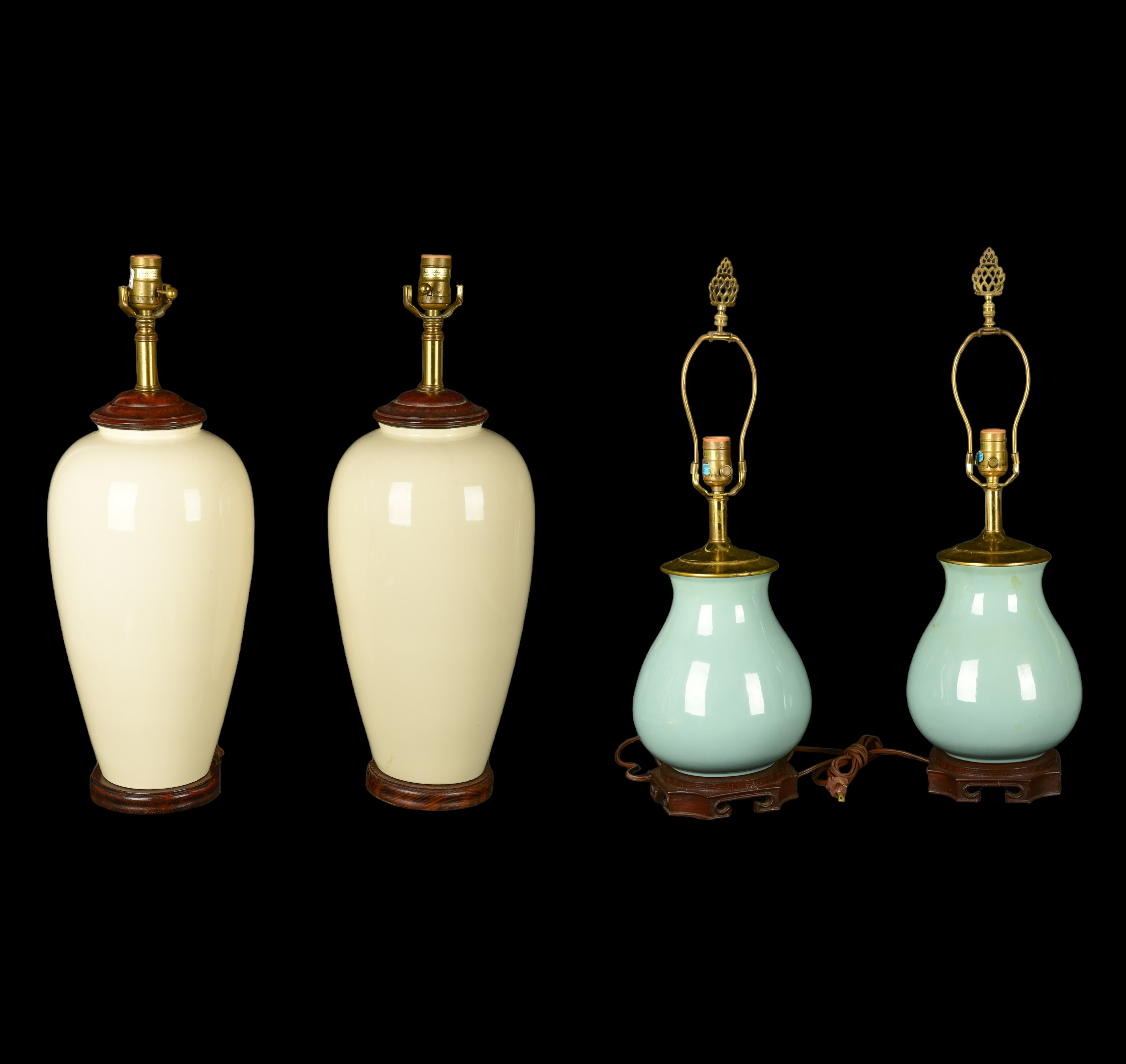 (2) Pair of porcelain table lamps, c/o