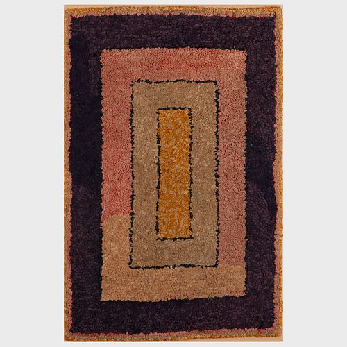 TWO HOOKED RUGS WITH GEOMETRIC 3b1b46