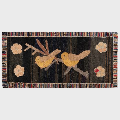 TWO HOOKED RUGS WITH BIRDSEach 3b1b64