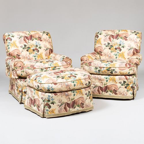 PAIR OF FLORAL CHINTZ UPHOLSTERED 3b1bb6