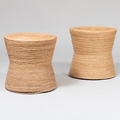 PAIR OF HAND WOVEN PAPER VENEERED