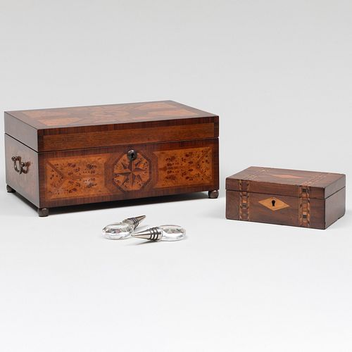 TWO INLAID WOOD TABLE BOXES AND 3b1bdf