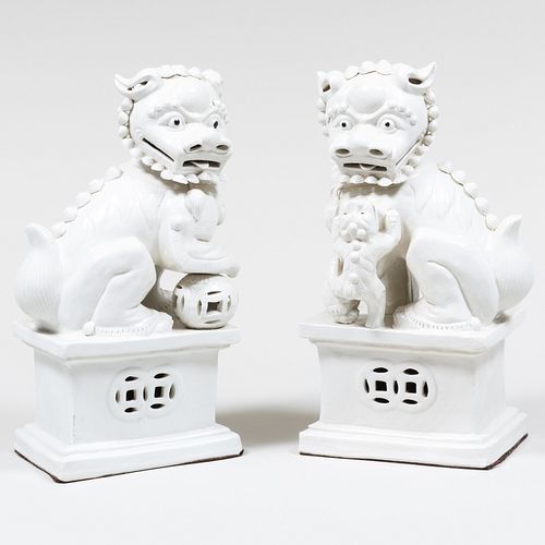 PAIR OF CHINESE WHITE-GLAZED PORCELAIN