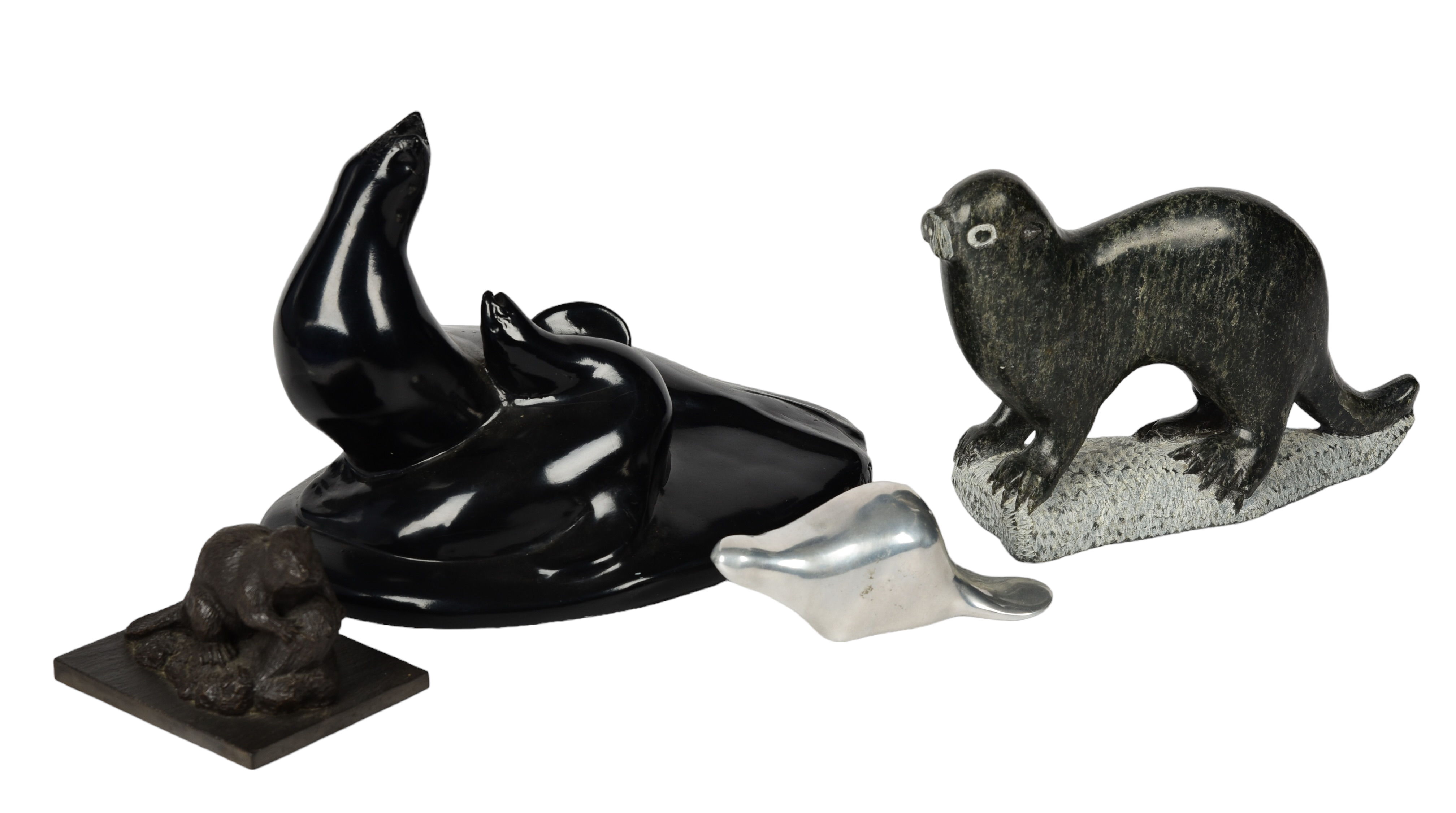 (4) Sea animal figurines, c/o carved