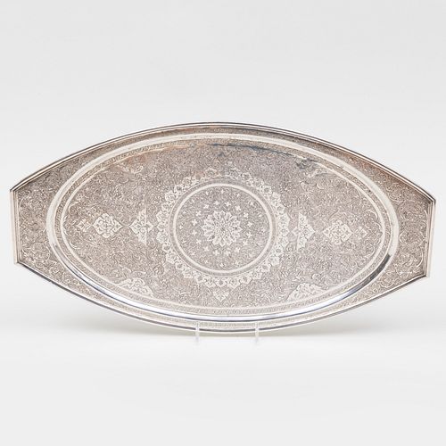 PERSIAN SILVER OVAL TRAYIndistinctly 3b1c4b