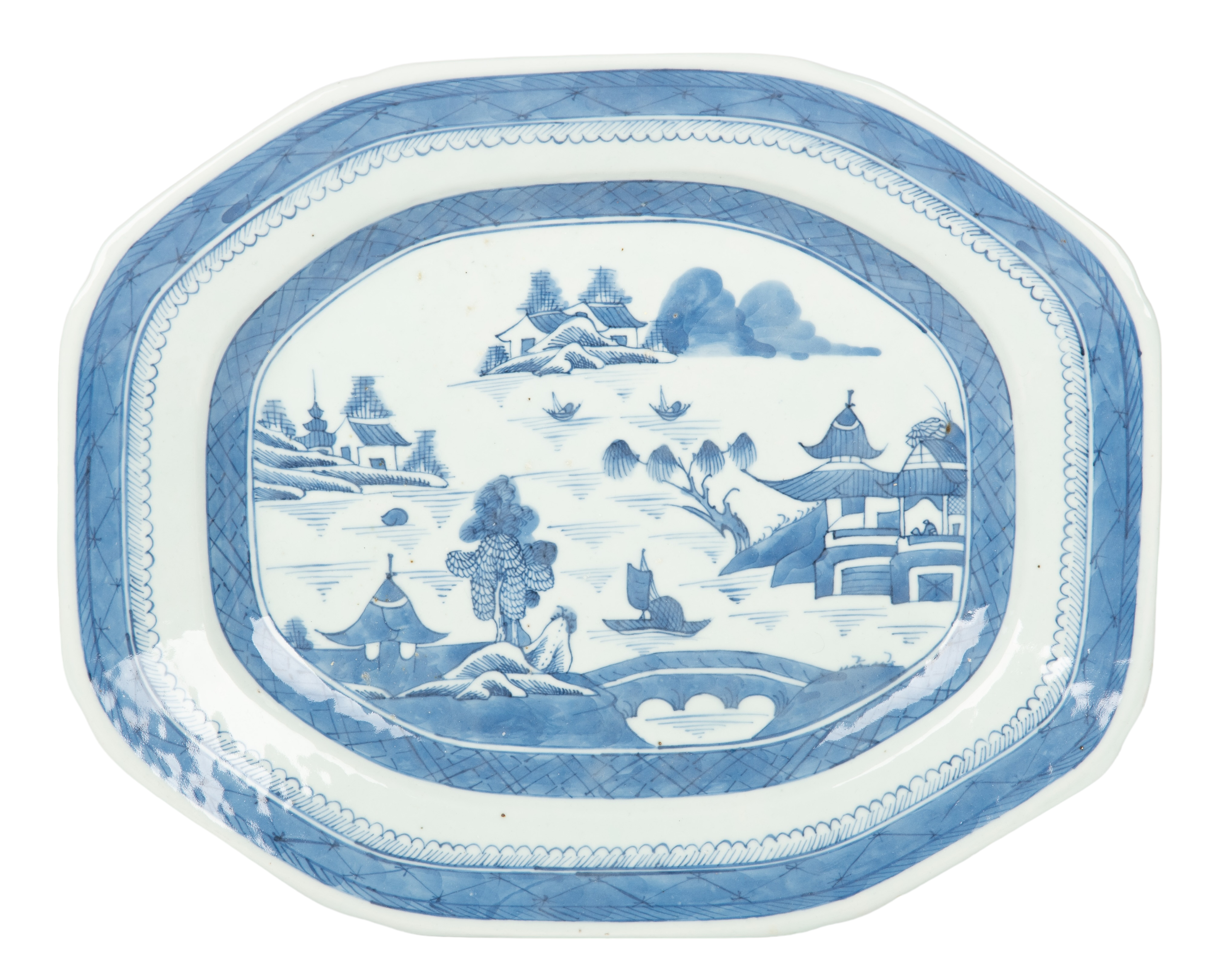 Chinese porcelain cut corner platter  3b1c5e