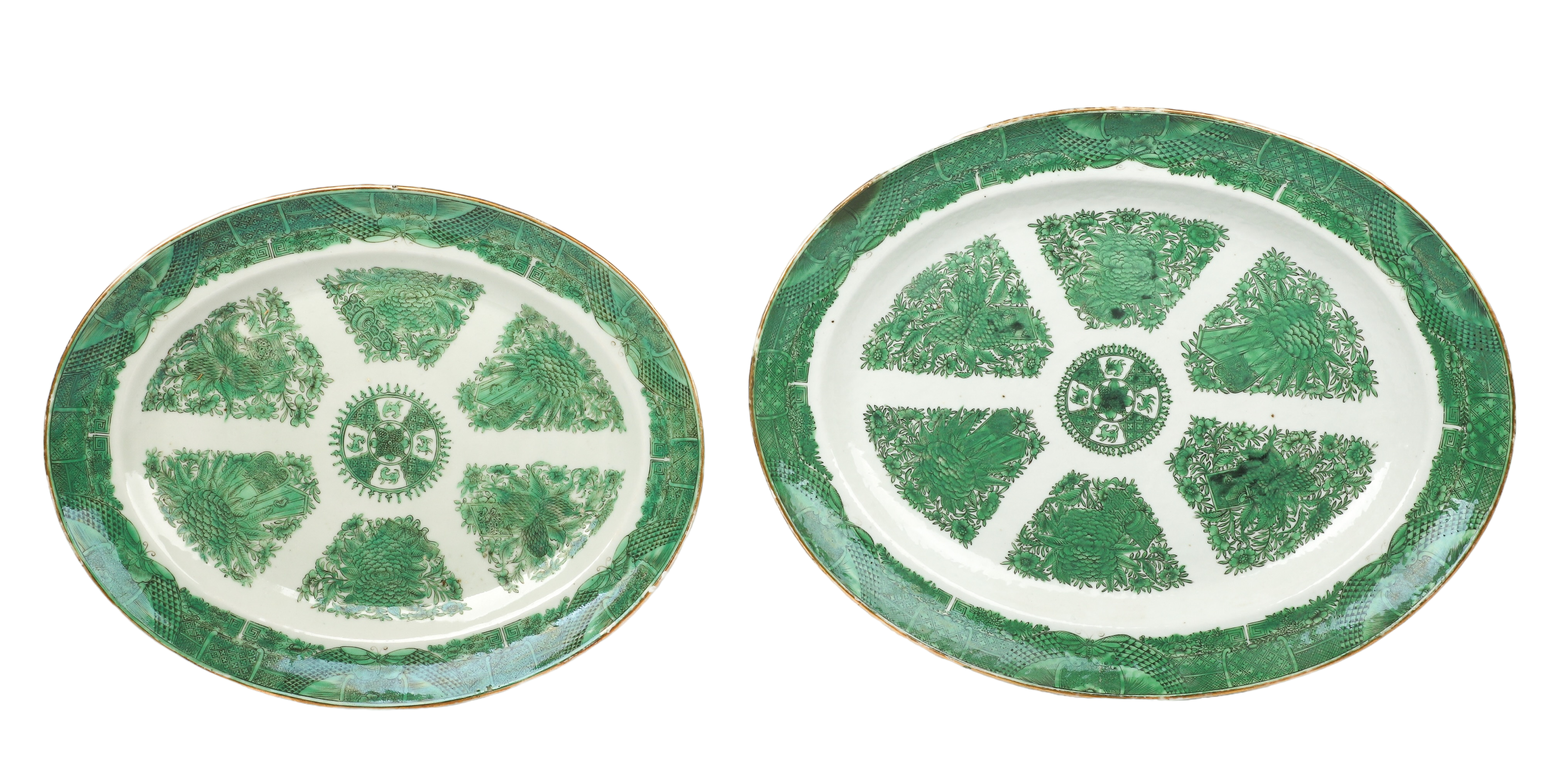 (2) Chinese porcelain  Green Fitzhugh