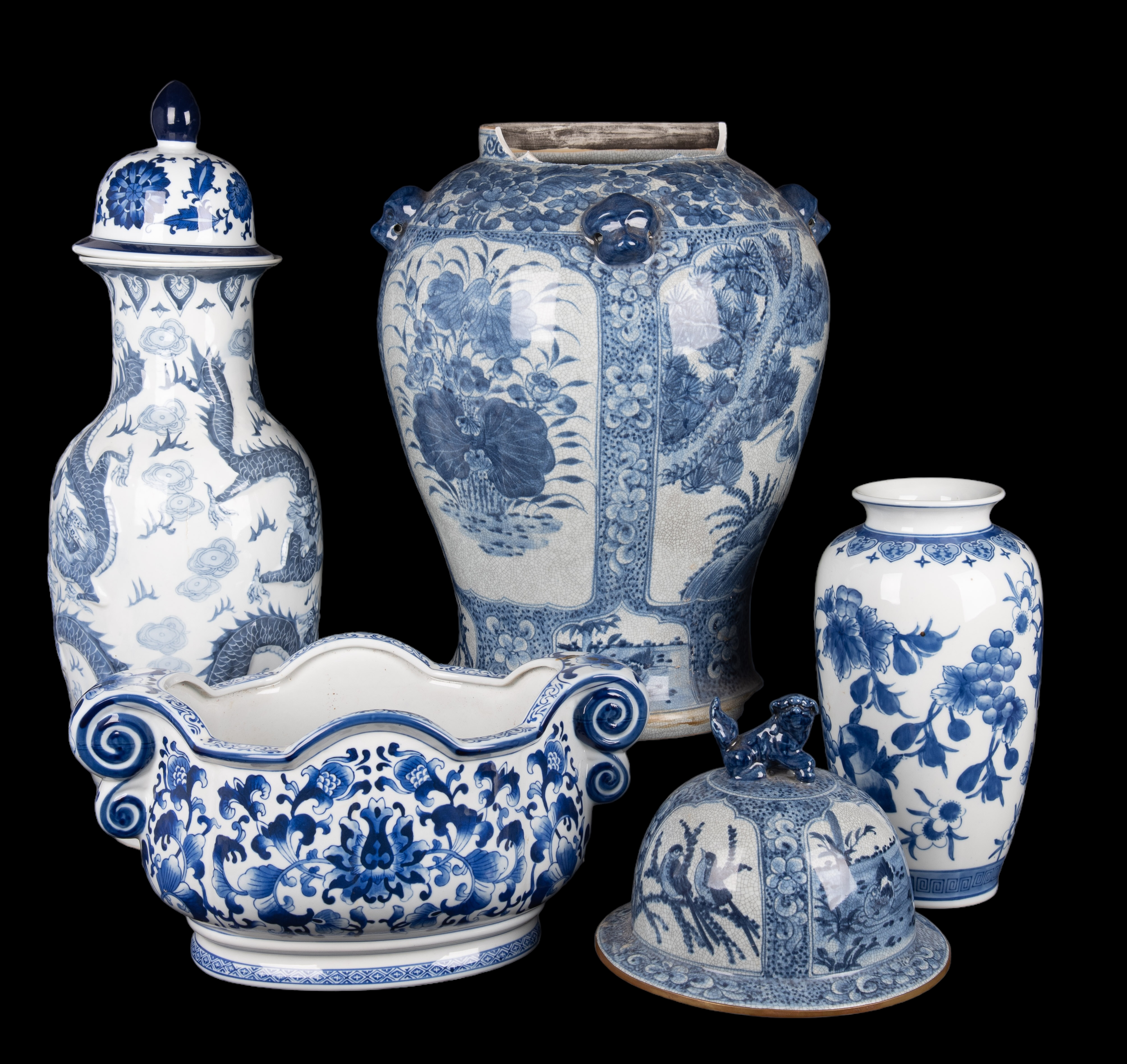 (4) Pcs Chinese blue & white porcelain,