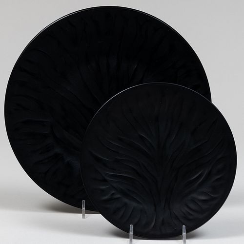 LALIQUE BLACK GLASS PART TABLE