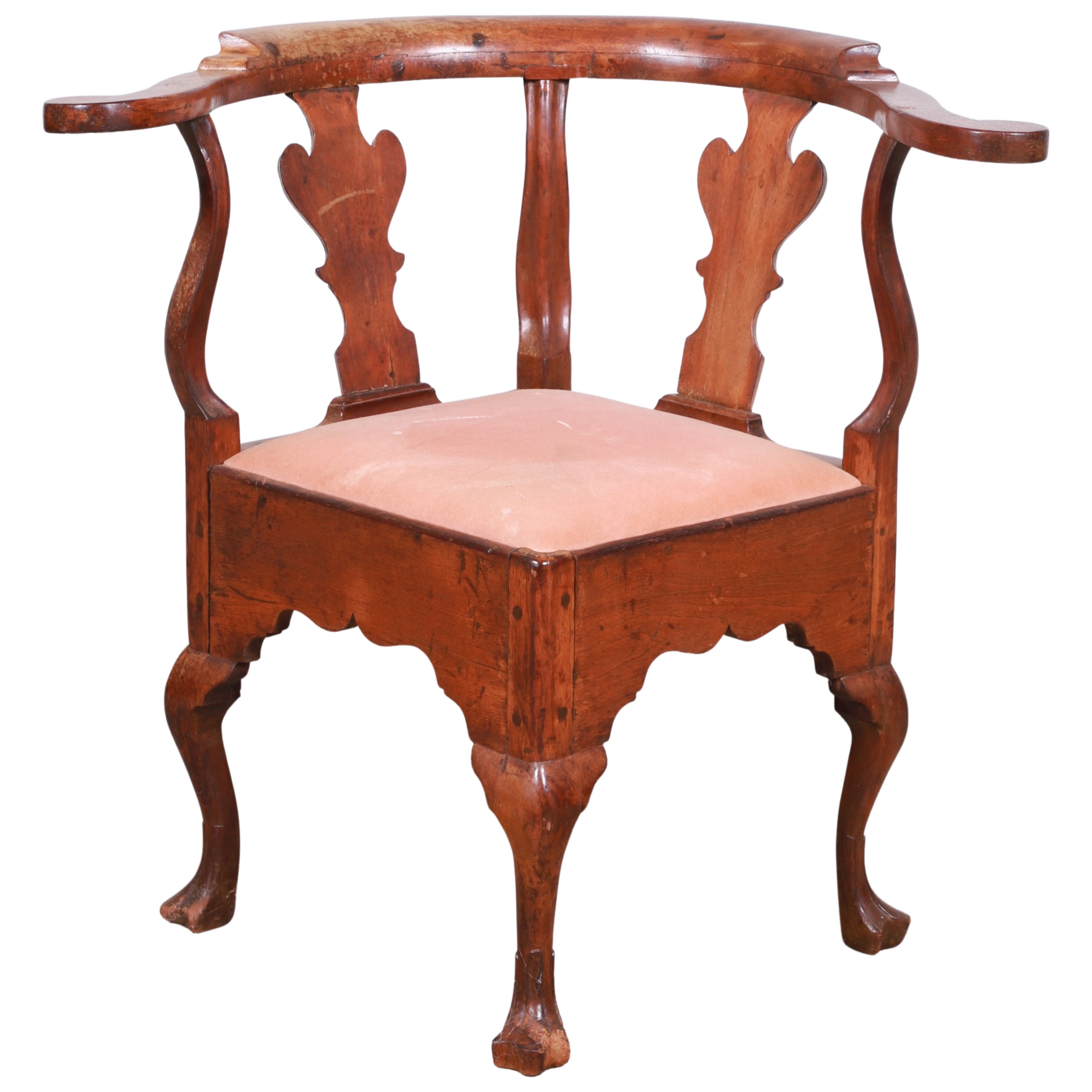 PA Walnut Queen Anne Corner Chair,