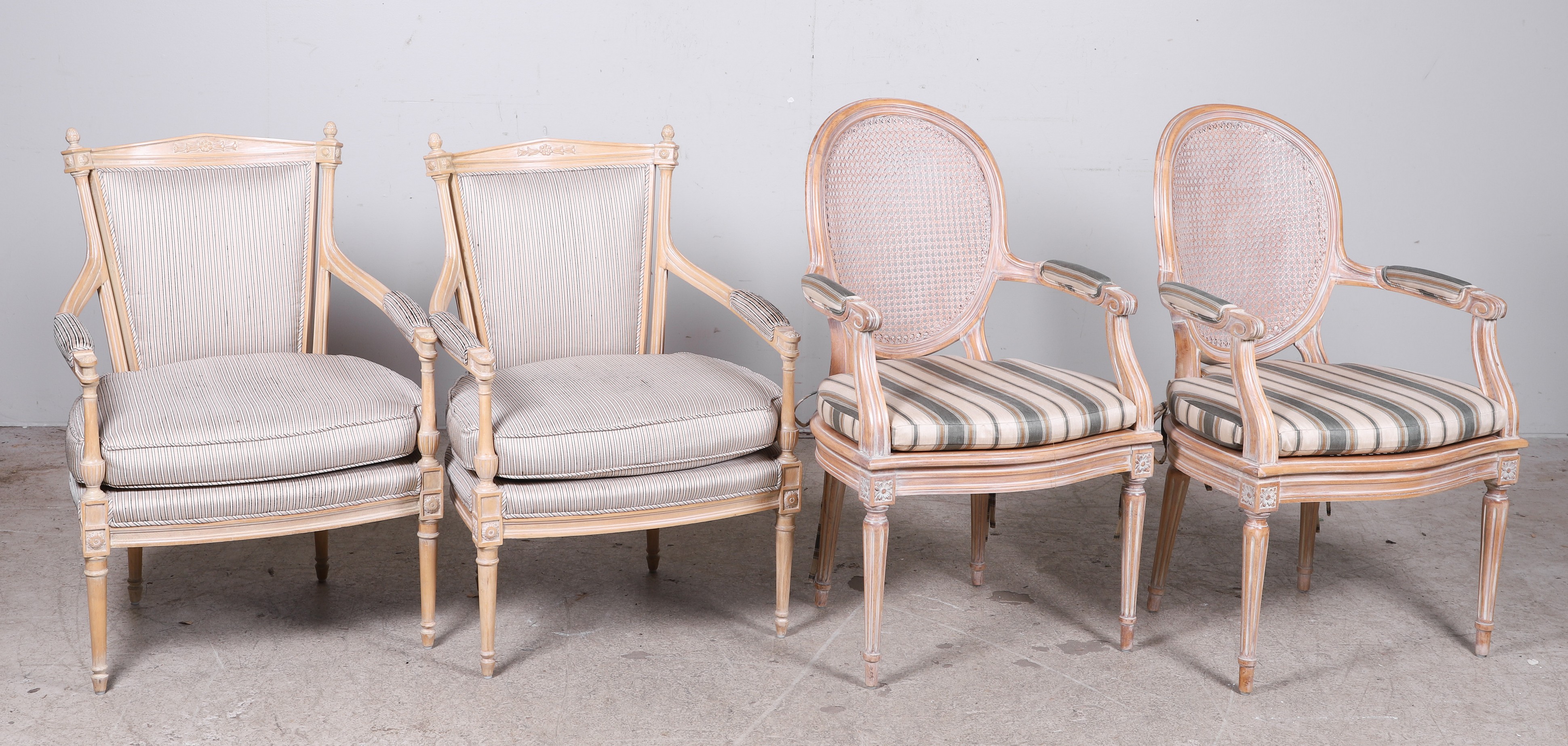(2) Pairs of Louis XVI Style Fauteuils,
