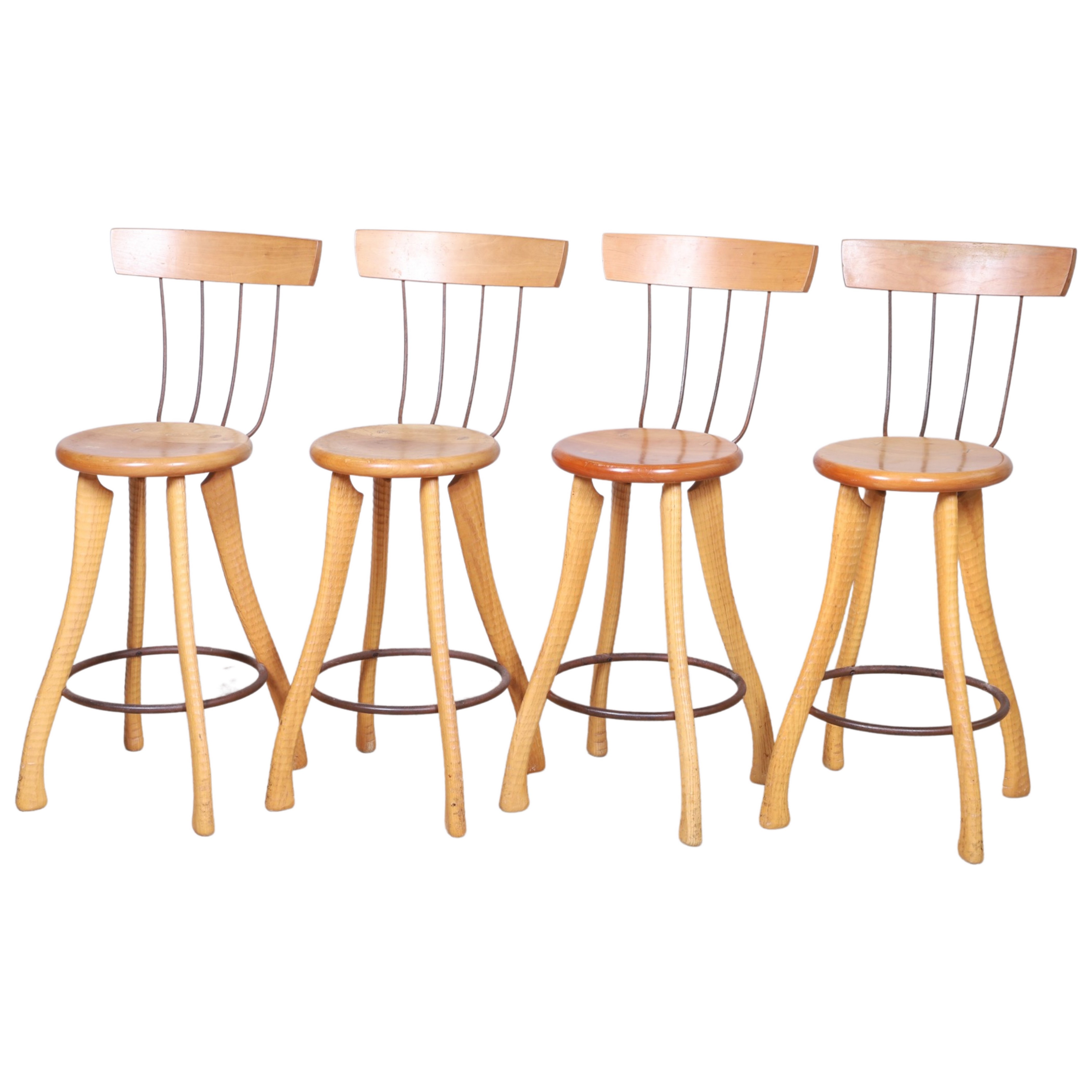 (4) Bradford Woodworking stools in hickory,