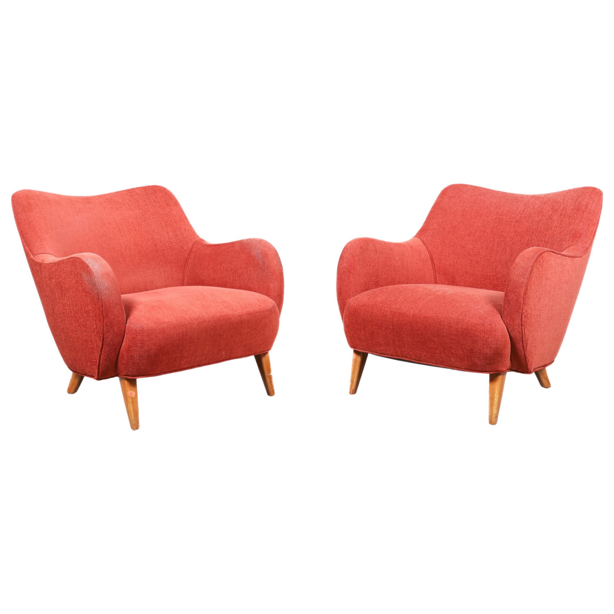 Pair Marco Zanuso style upholstered