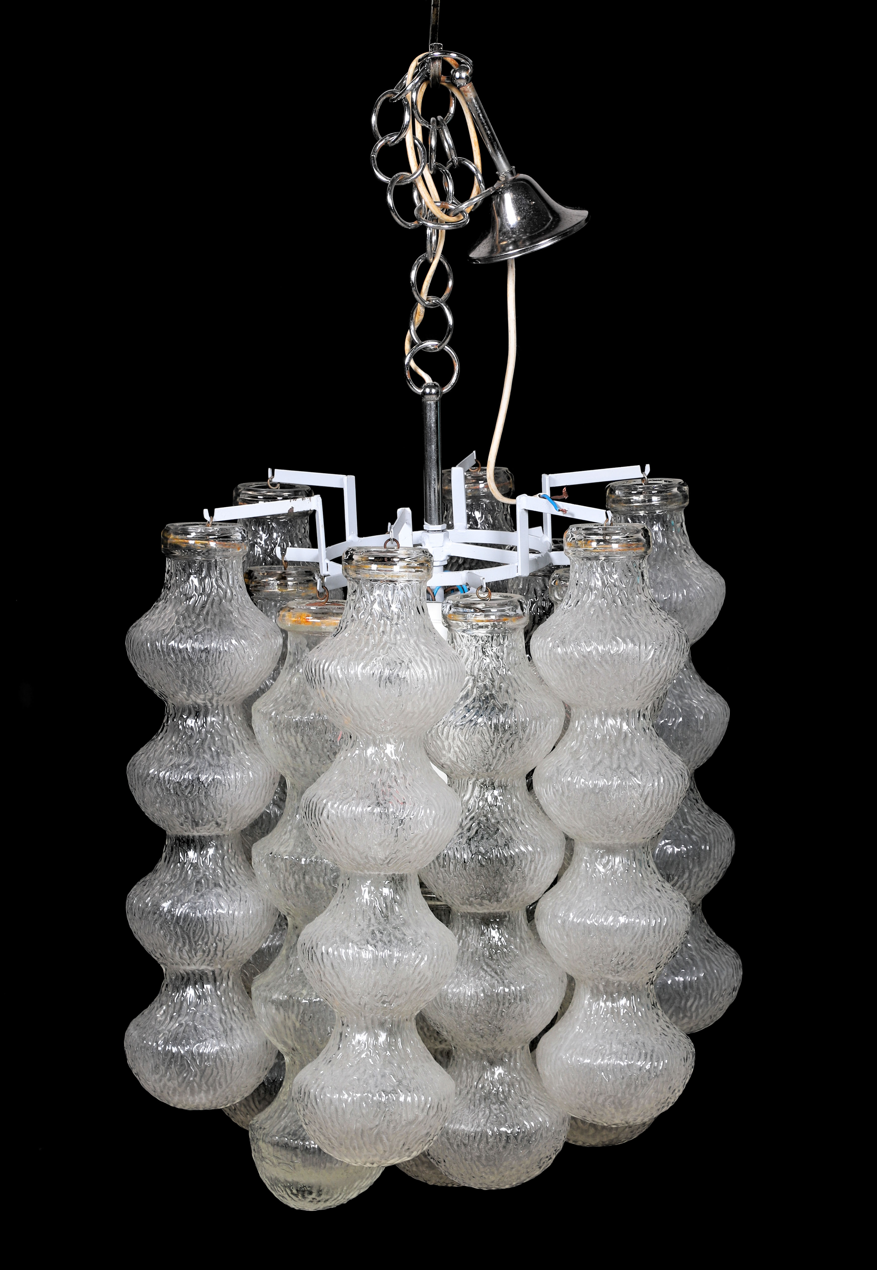 Textured glass 6-light chandelier,