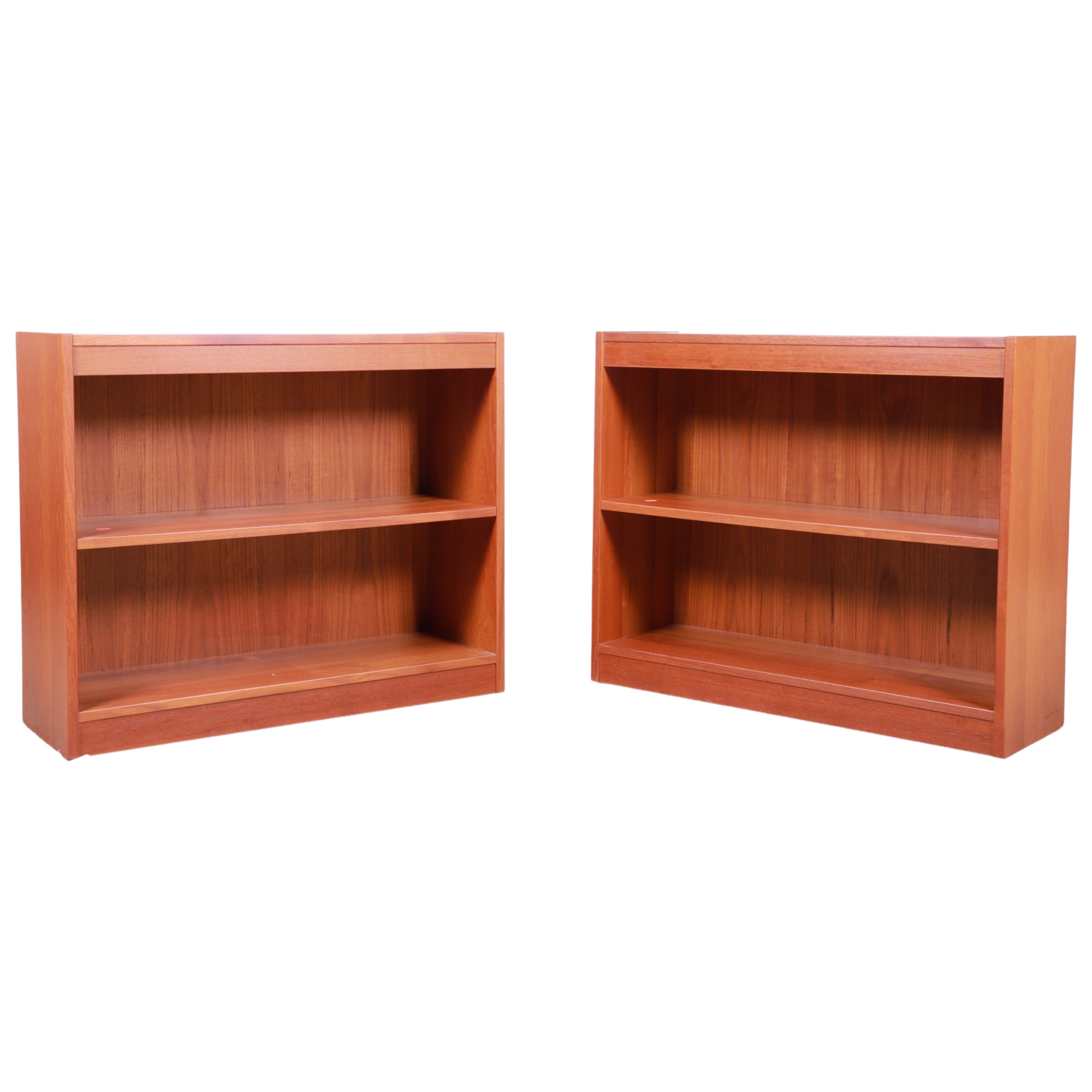 Pair Danish Modern teak open bookshelves  3b4497