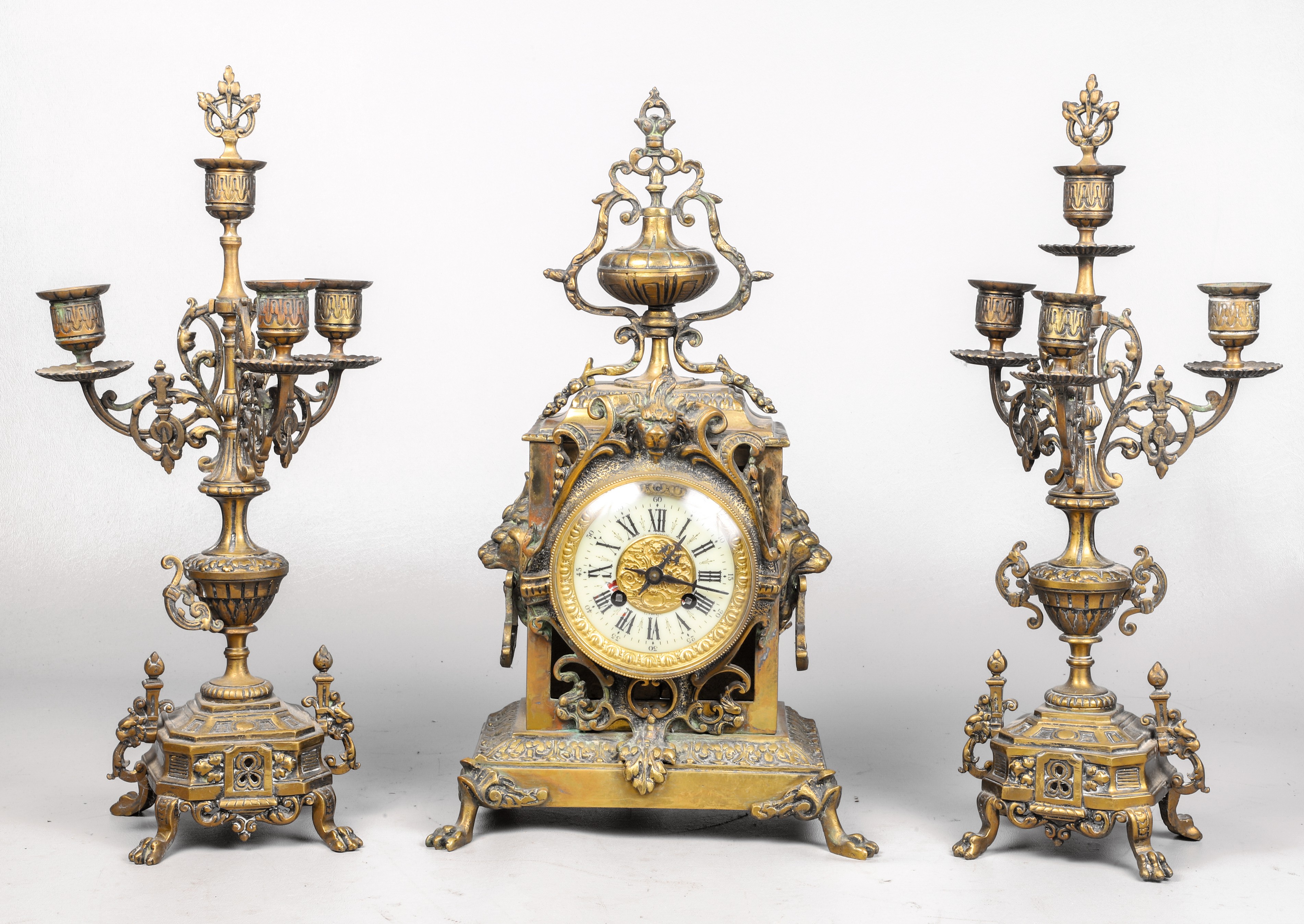 French bronze mantel clock garniture 3b449e