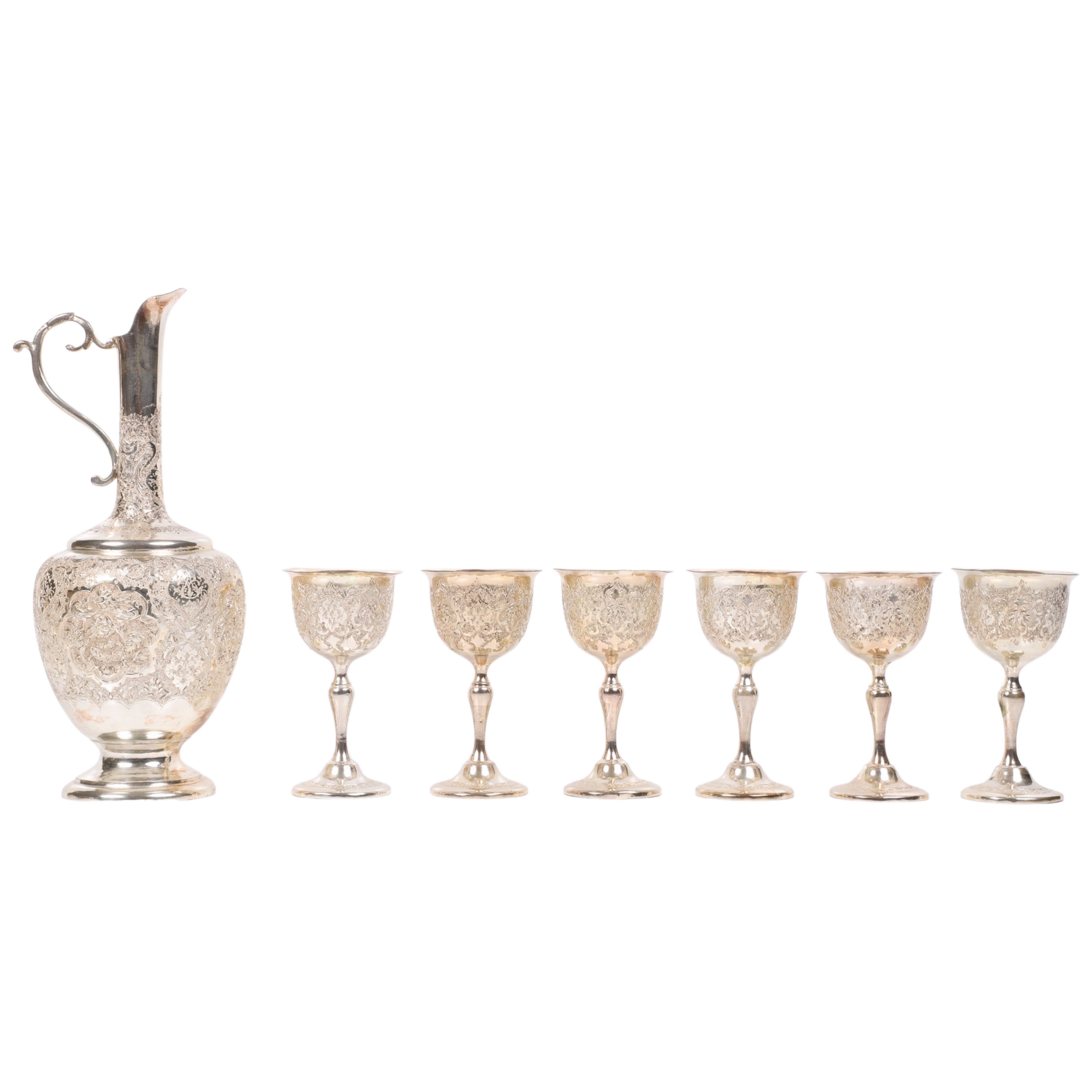 Assembled Persian silver decanter