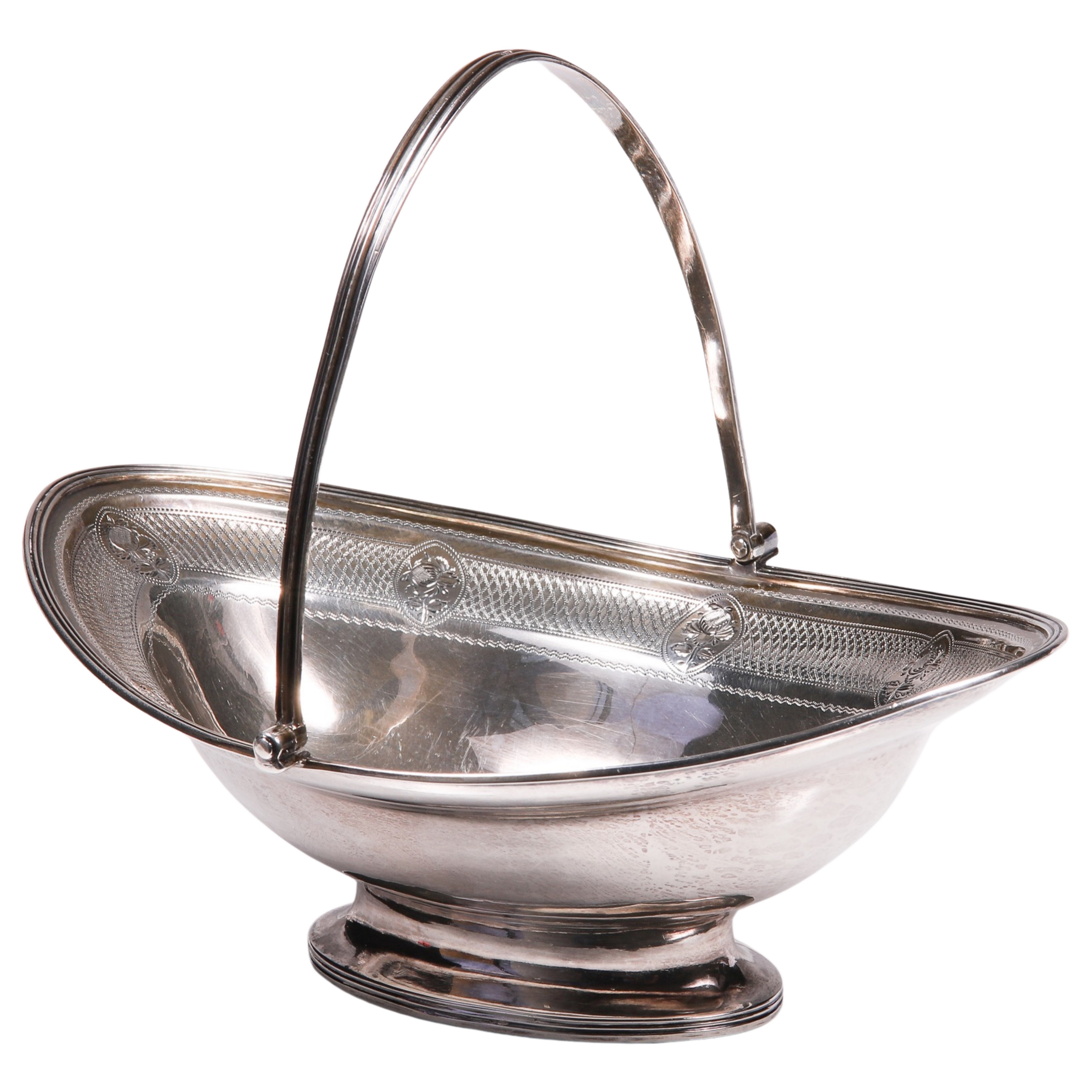 George III Silver Basket,Guilloche