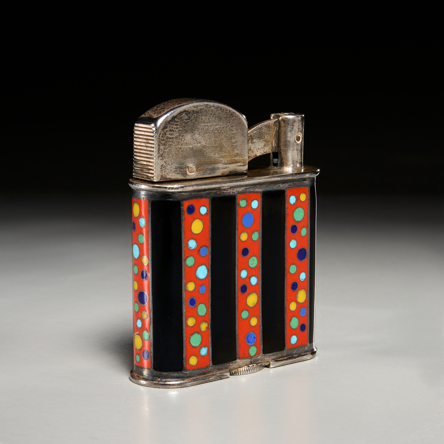 ART DECO ENAMELED SILVER HAMMER