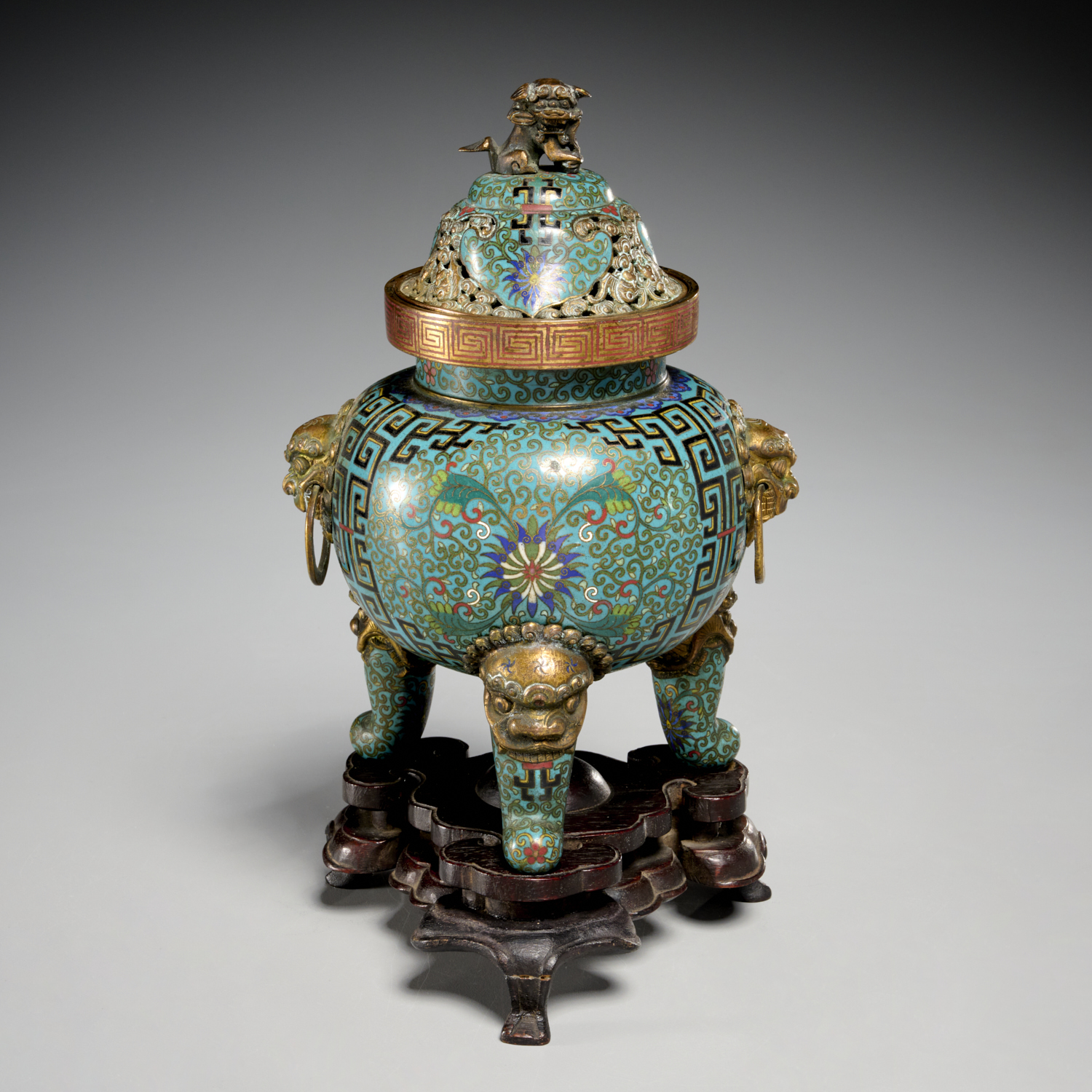 CHINESE CLOISONNE TRIPOD CENSER 3b4582