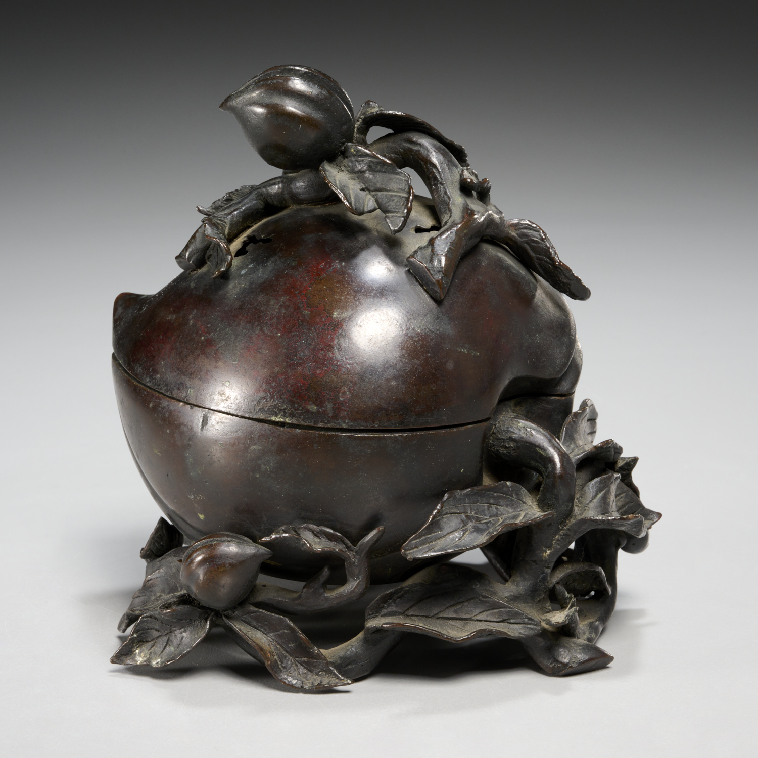 CHINESE PEACH-FORM BRONZE CENSER