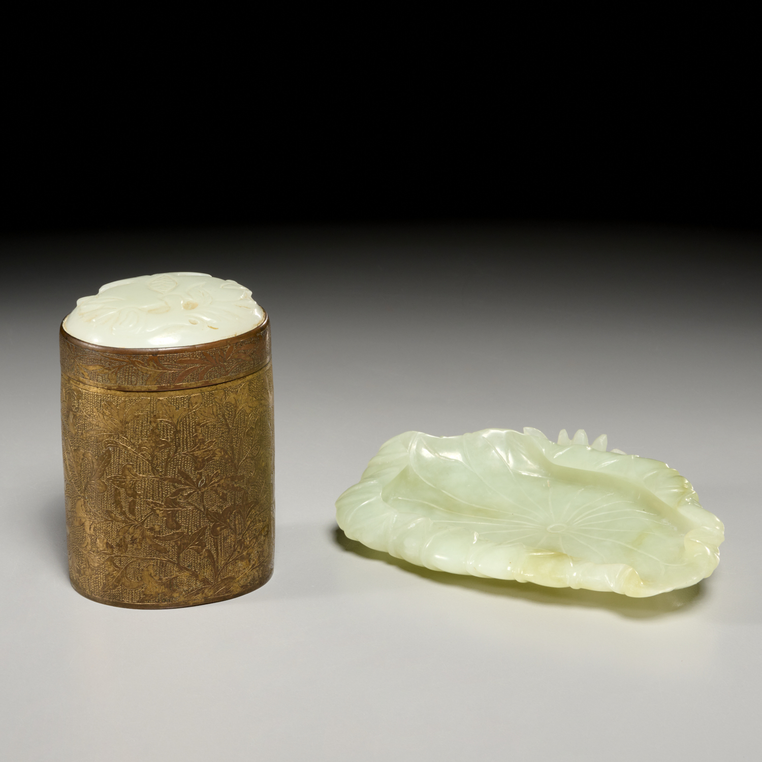 CHINESE JADE COUPE AND JADE-MOUNTED