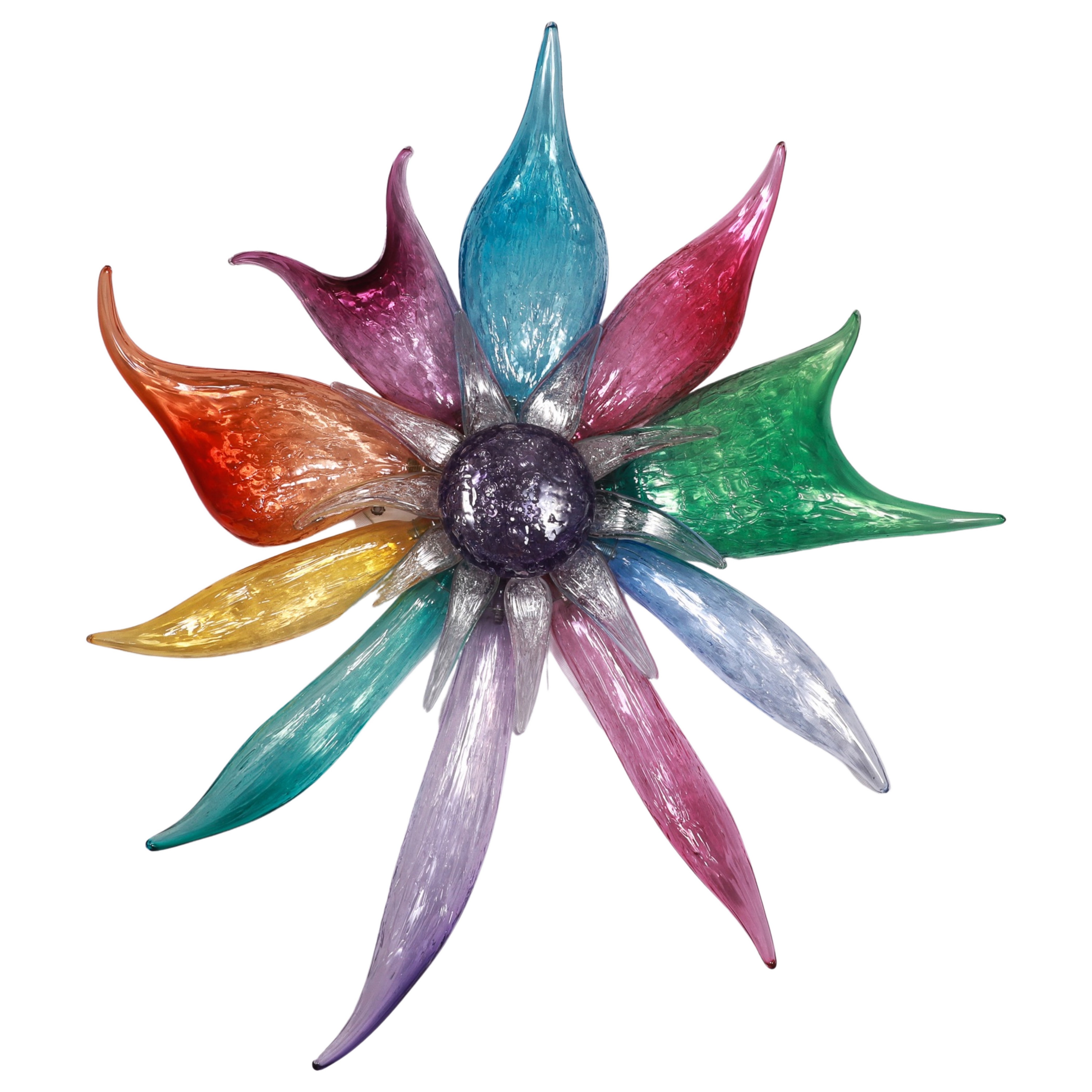 Blown glass oversized floral form sculpture,