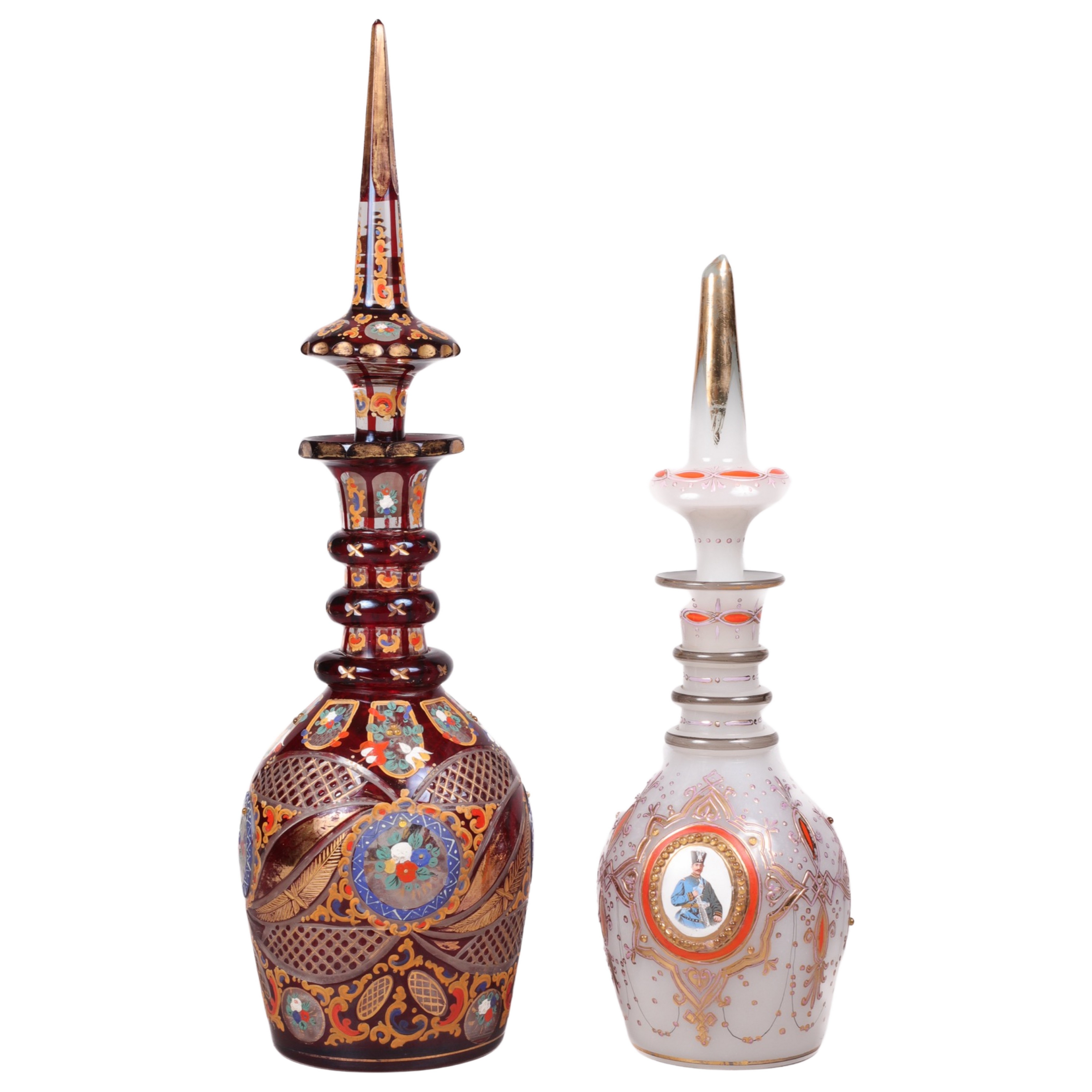  2 Moser or Bohemian glass decanters 3b4609
