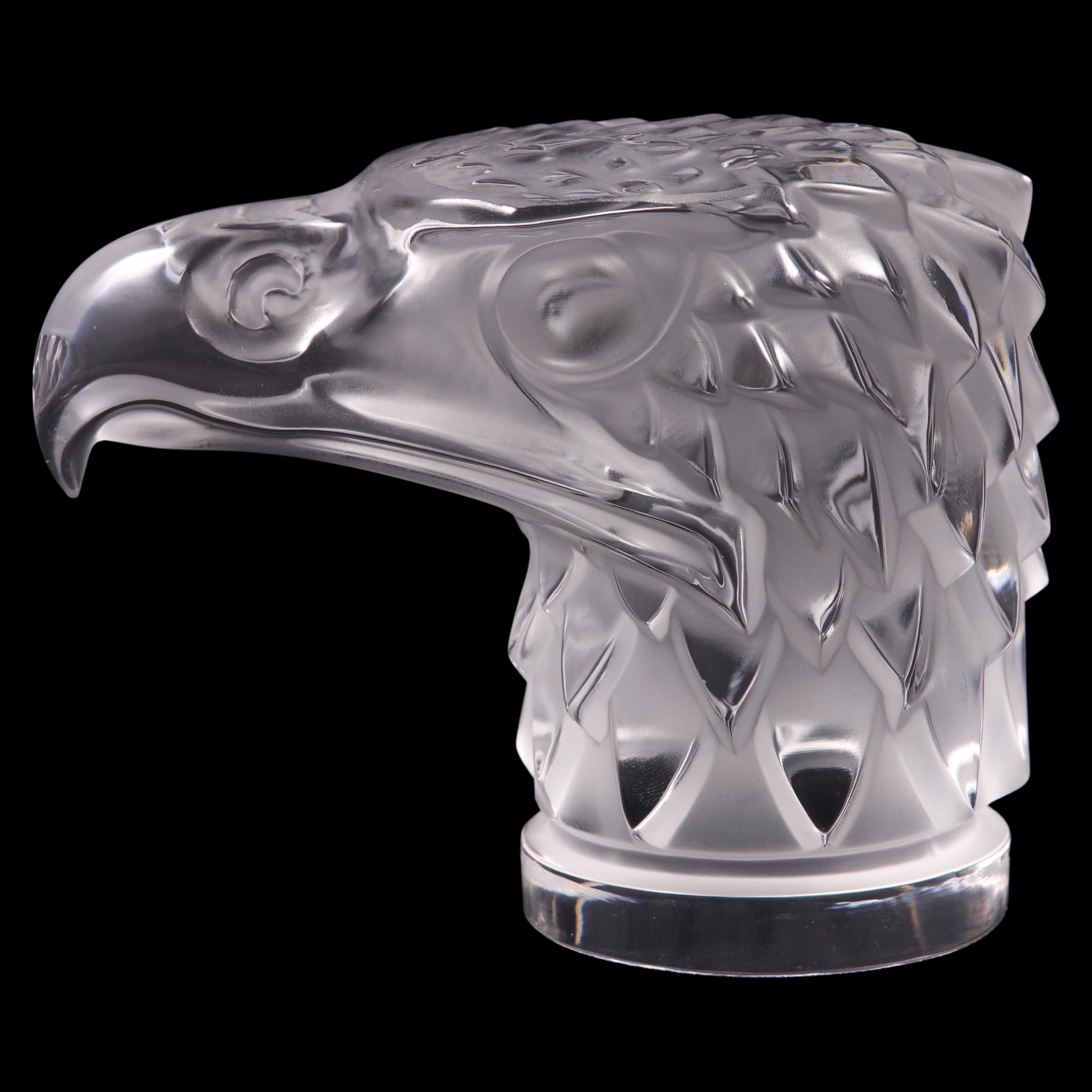 Lalique eagle head mascot, crystal eagle