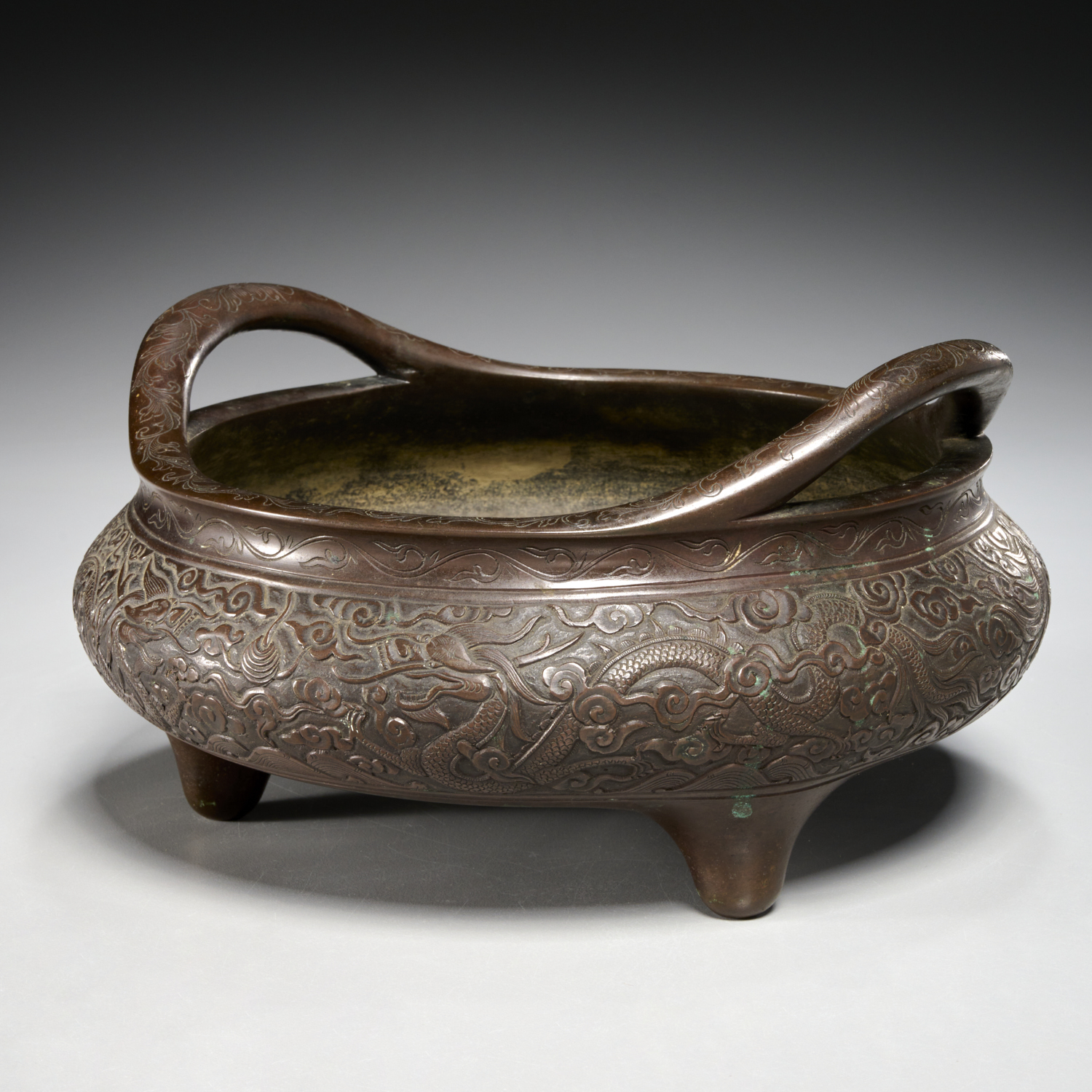 CHINESE ENGRAVED BRONZE CENSER,