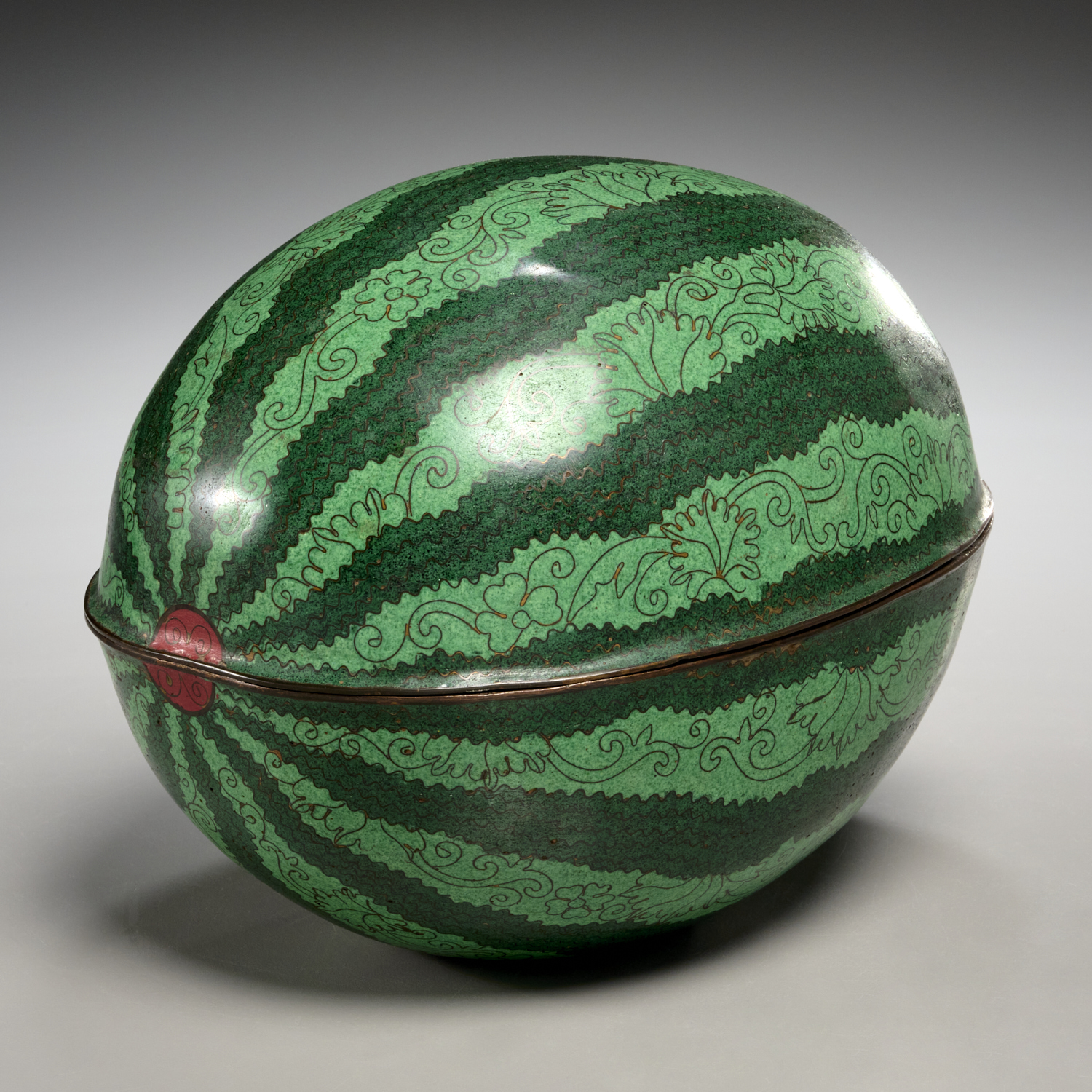 CHINESE CLOISONNE LIDDED WATERMELON