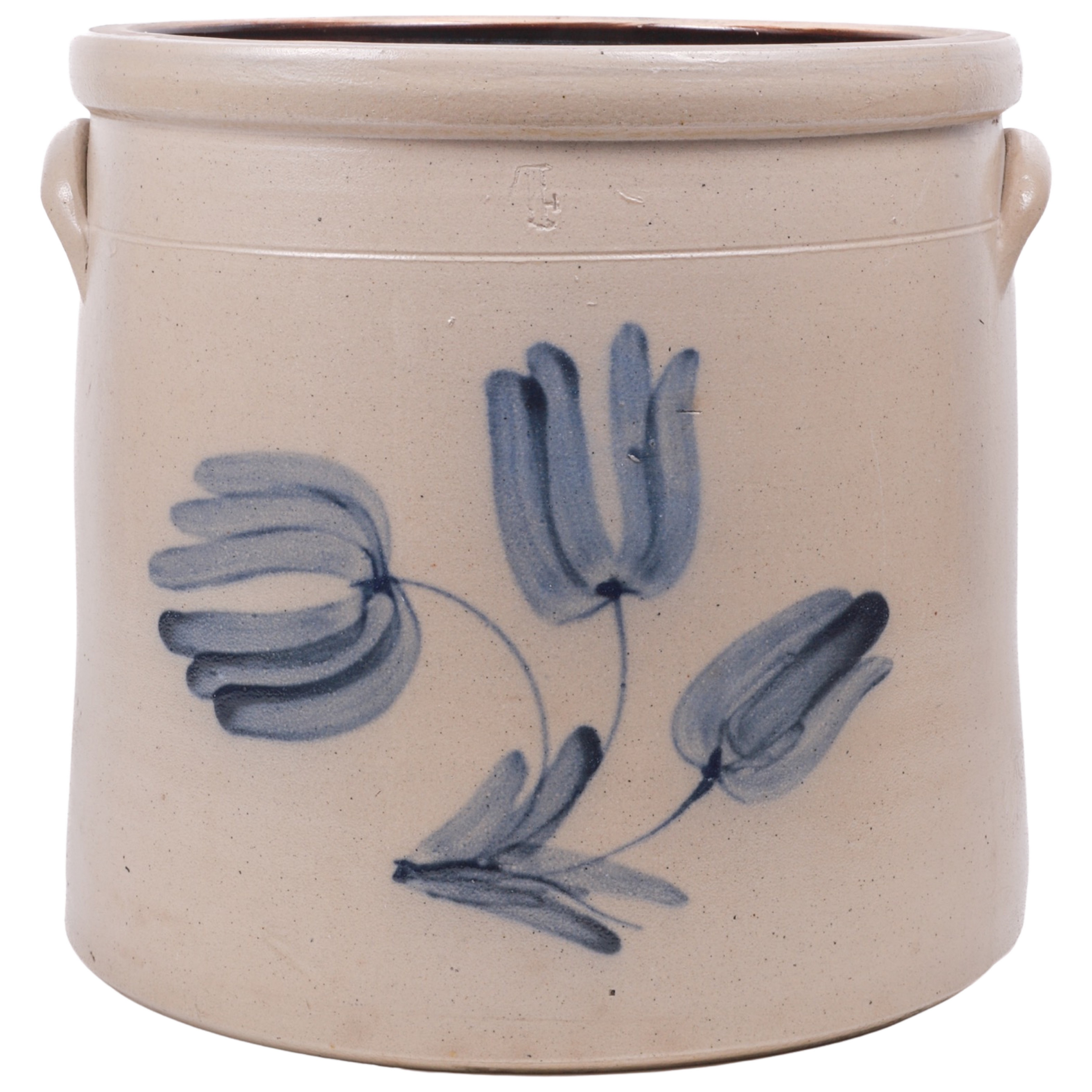 Blue decorated stoneware 4-gallon